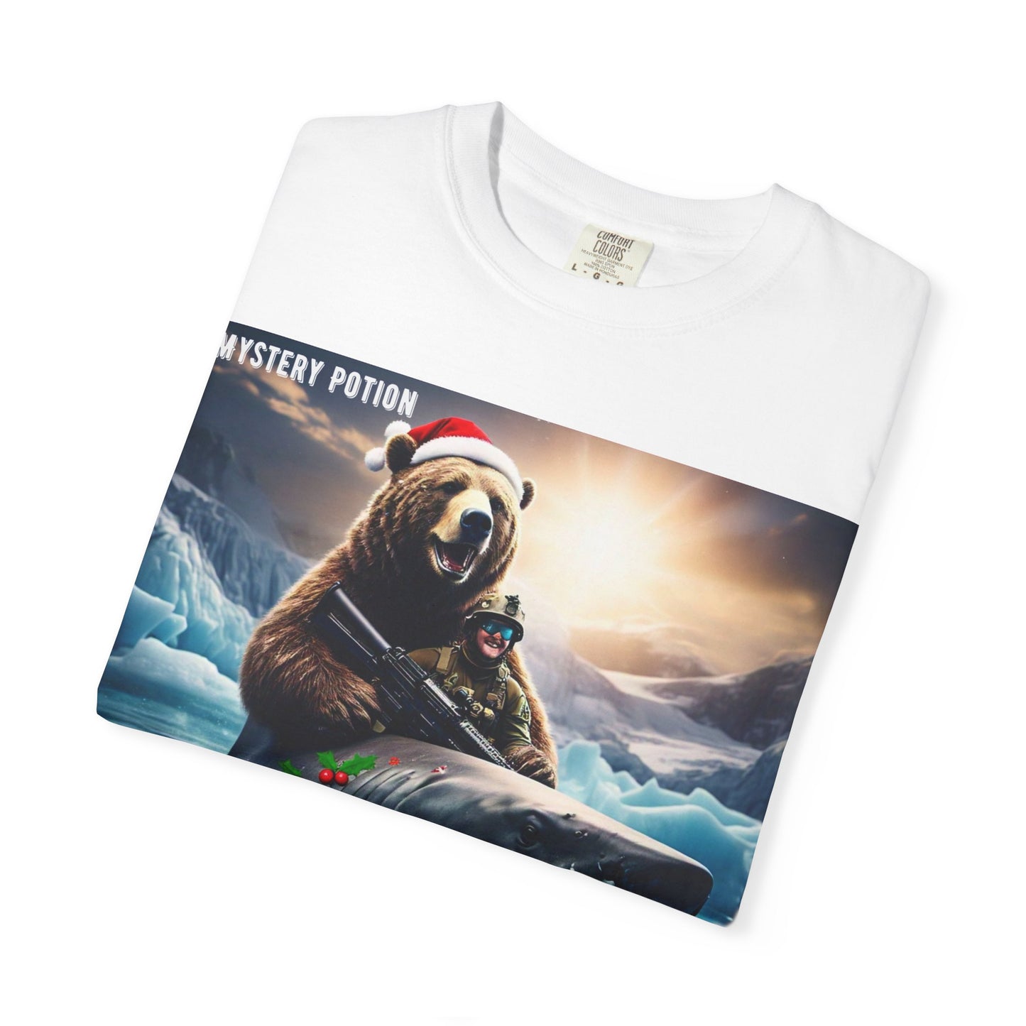X-mas Humor T-Shirt "Merry Christmas from All the Apex Predators", Unisex Garment-Dyed Tee, Funny Holiday Shirt, Gift for Friends, Outdoor Adventure Wear, Novelty Apparel