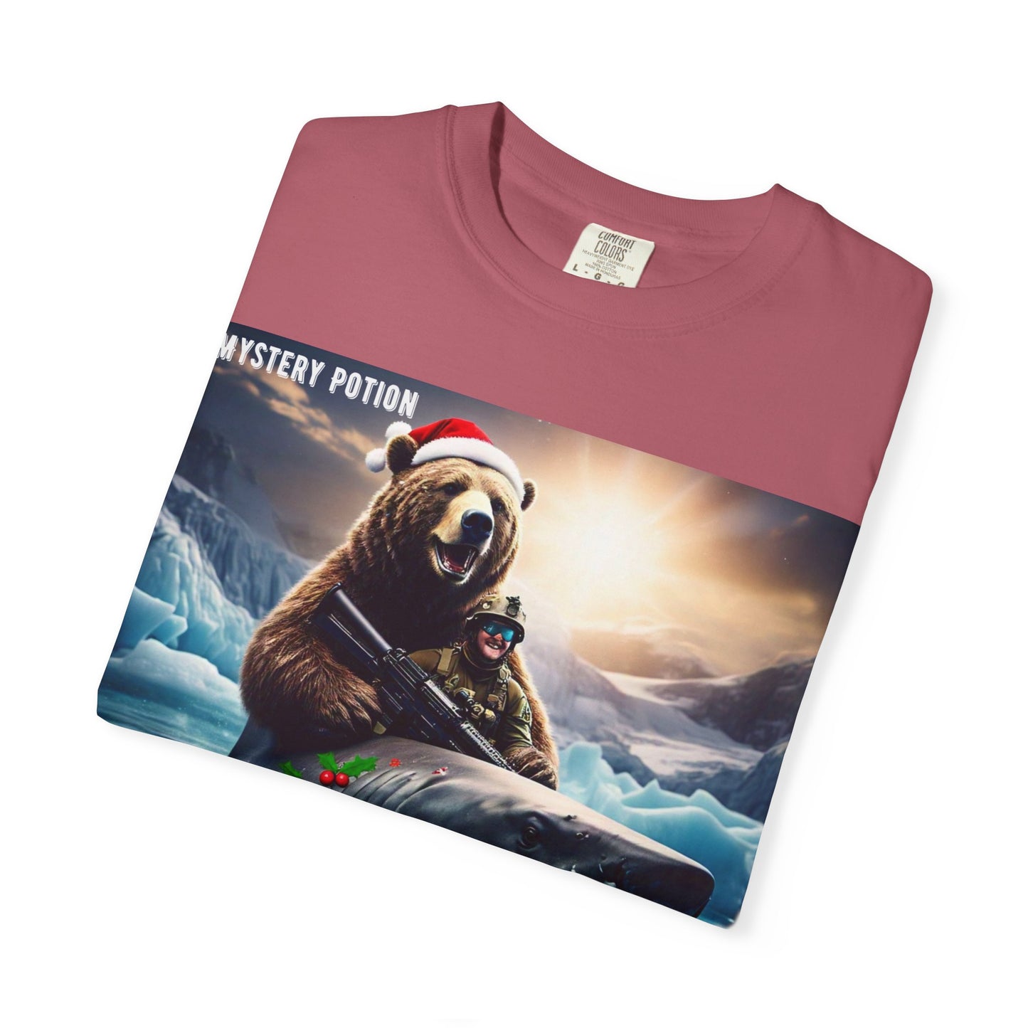 X-mas Humor T-Shirt "Merry Christmas from All the Apex Predators", Unisex Garment-Dyed Tee, Funny Holiday Shirt, Gift for Friends, Outdoor Adventure Wear, Novelty Apparel