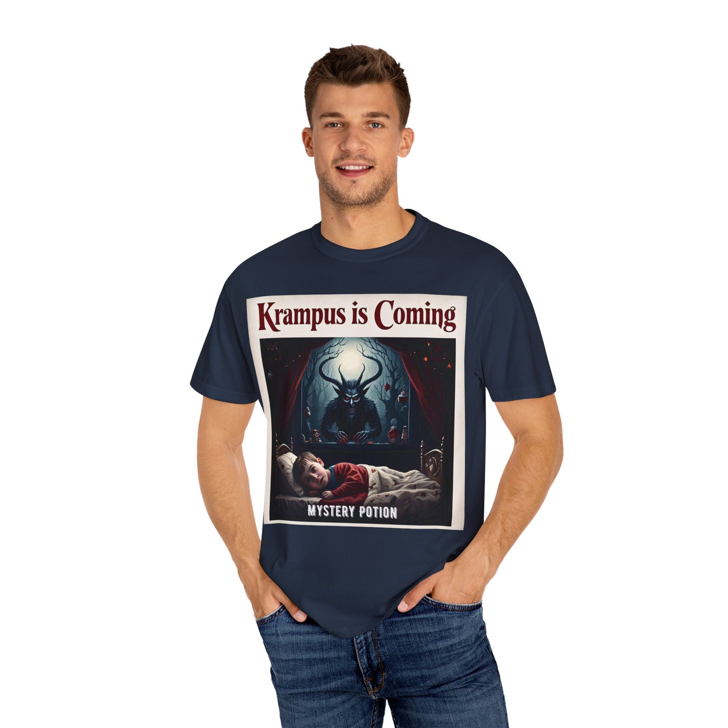 Krampus is Coming Unisex T-Shirt, Holiday Apparel, Christmas Gift, Cozy Casual Wear, Horror Theme Tee