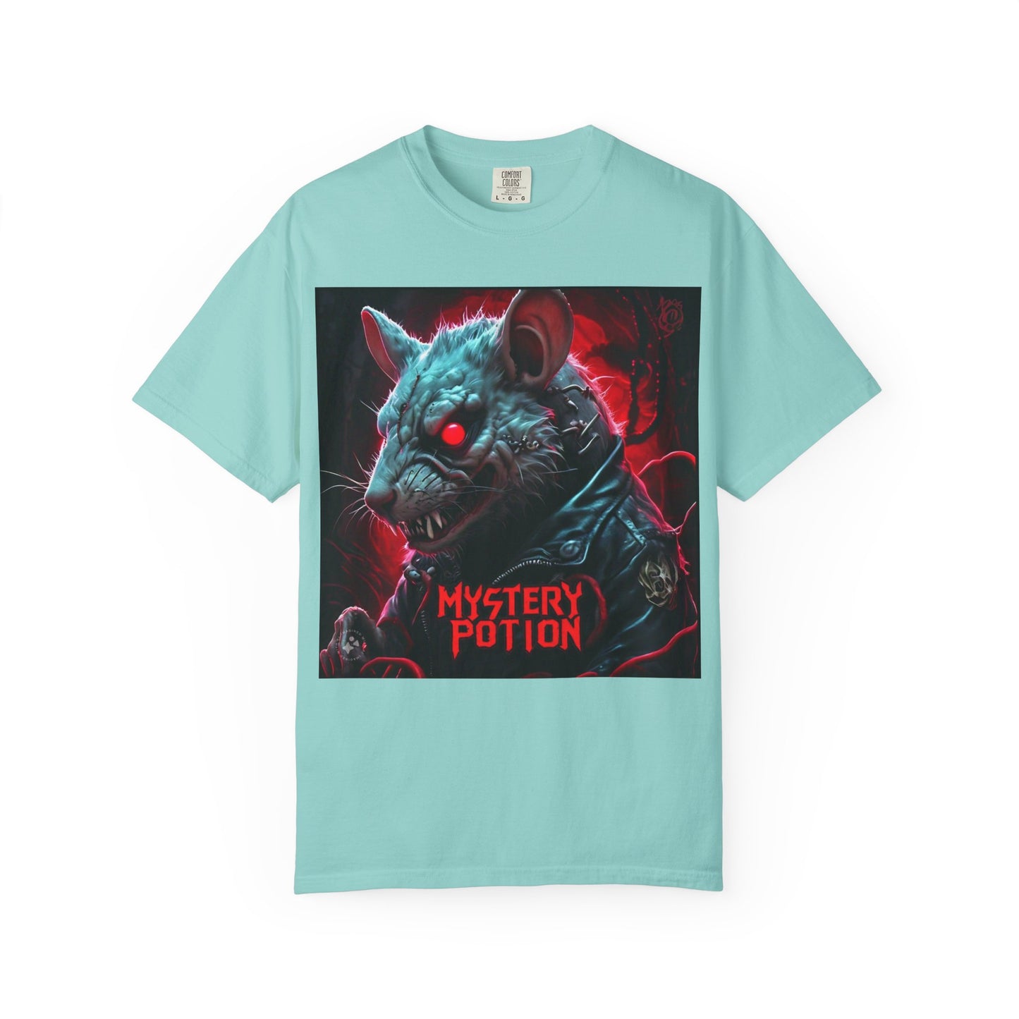 'Mystery Potion' Punk Rock Rat in Leather Jacket T-shirt, Rocker Tee, Original Logo