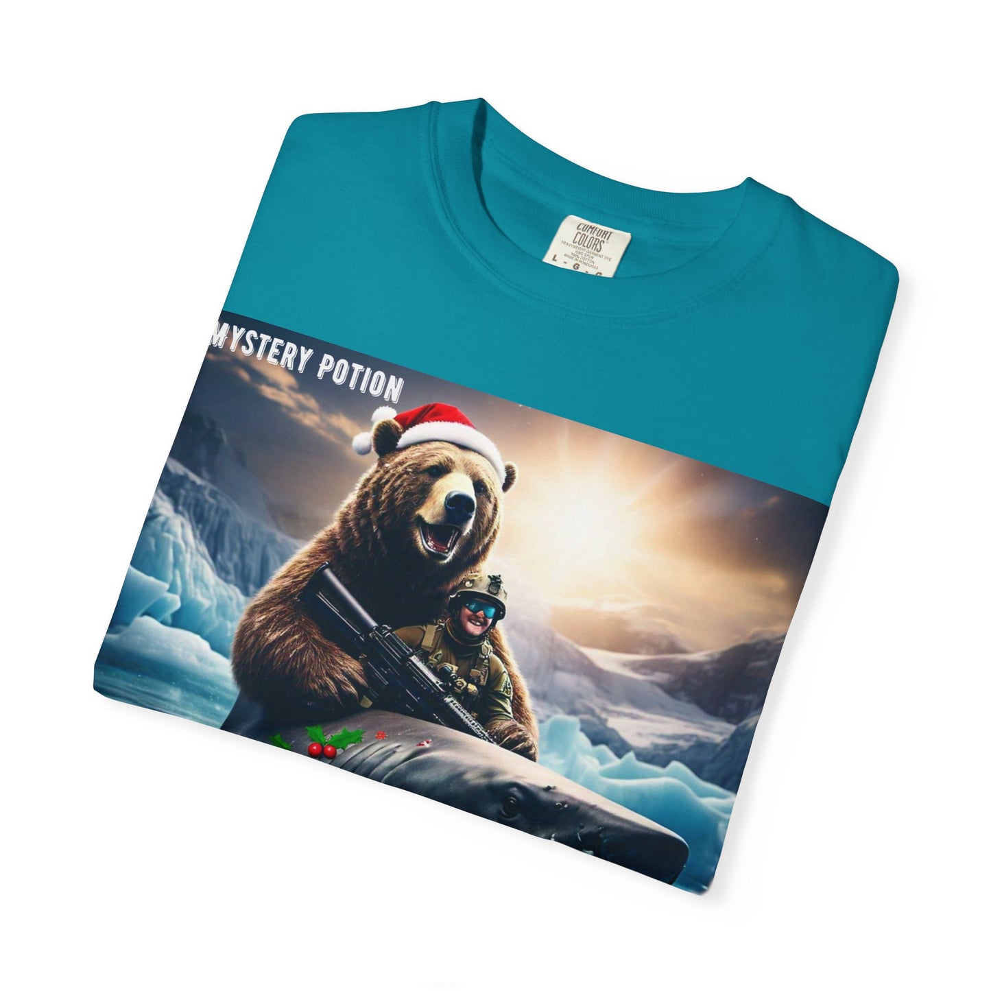 X-mas Humor T-Shirt "Merry Christmas from All the Apex Predators", Unisex Garment-Dyed Tee, Funny Holiday Shirt, Gift for Friends, Outdoor Adventure Wear, Novelty Apparel
