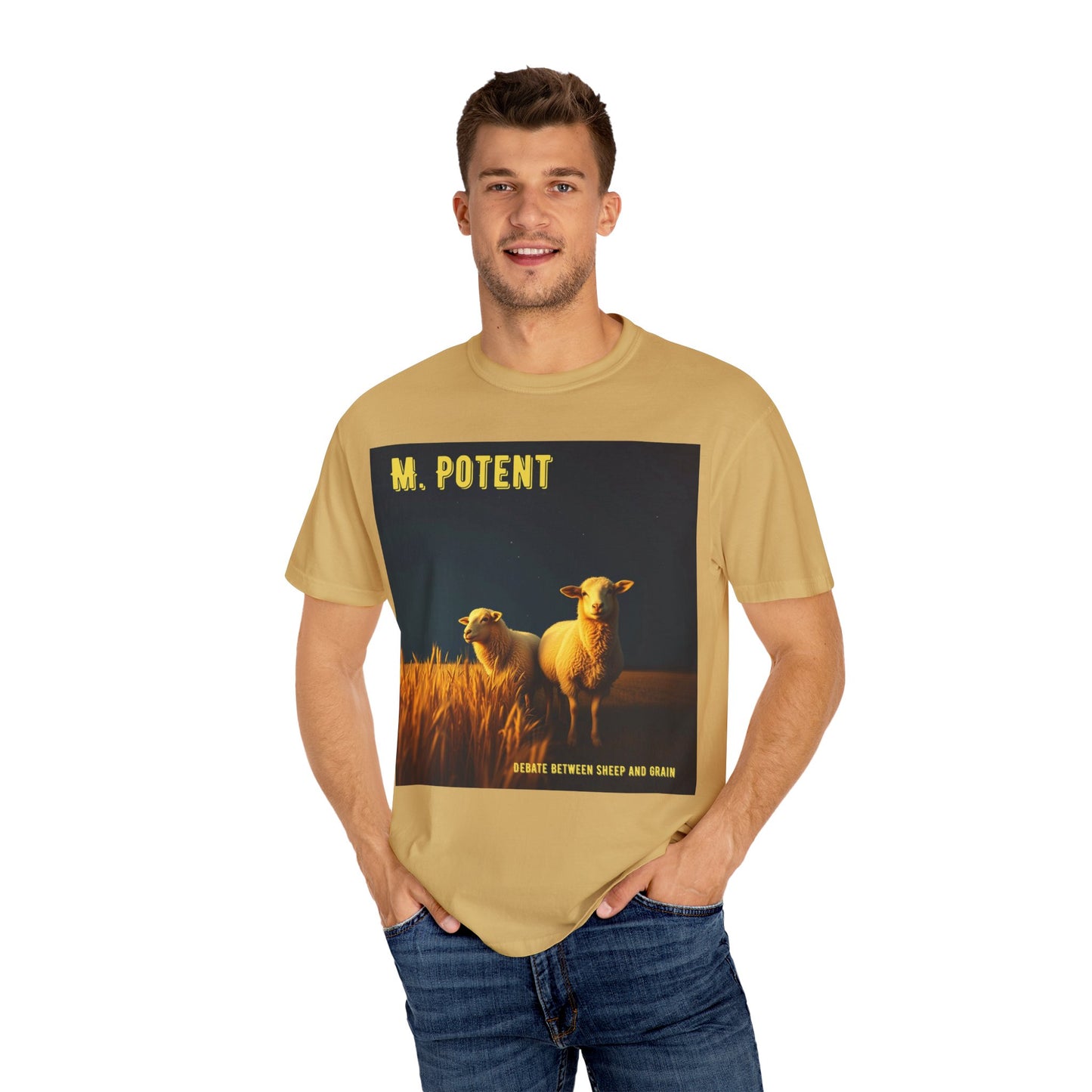 Debate Between Sheep and Grain by M. Potent, Sheep Graphic T-Shirt, Unisex Fashion Top, Farm Life Tee, Gift for Animal Lovers, Casual Everyday Wear