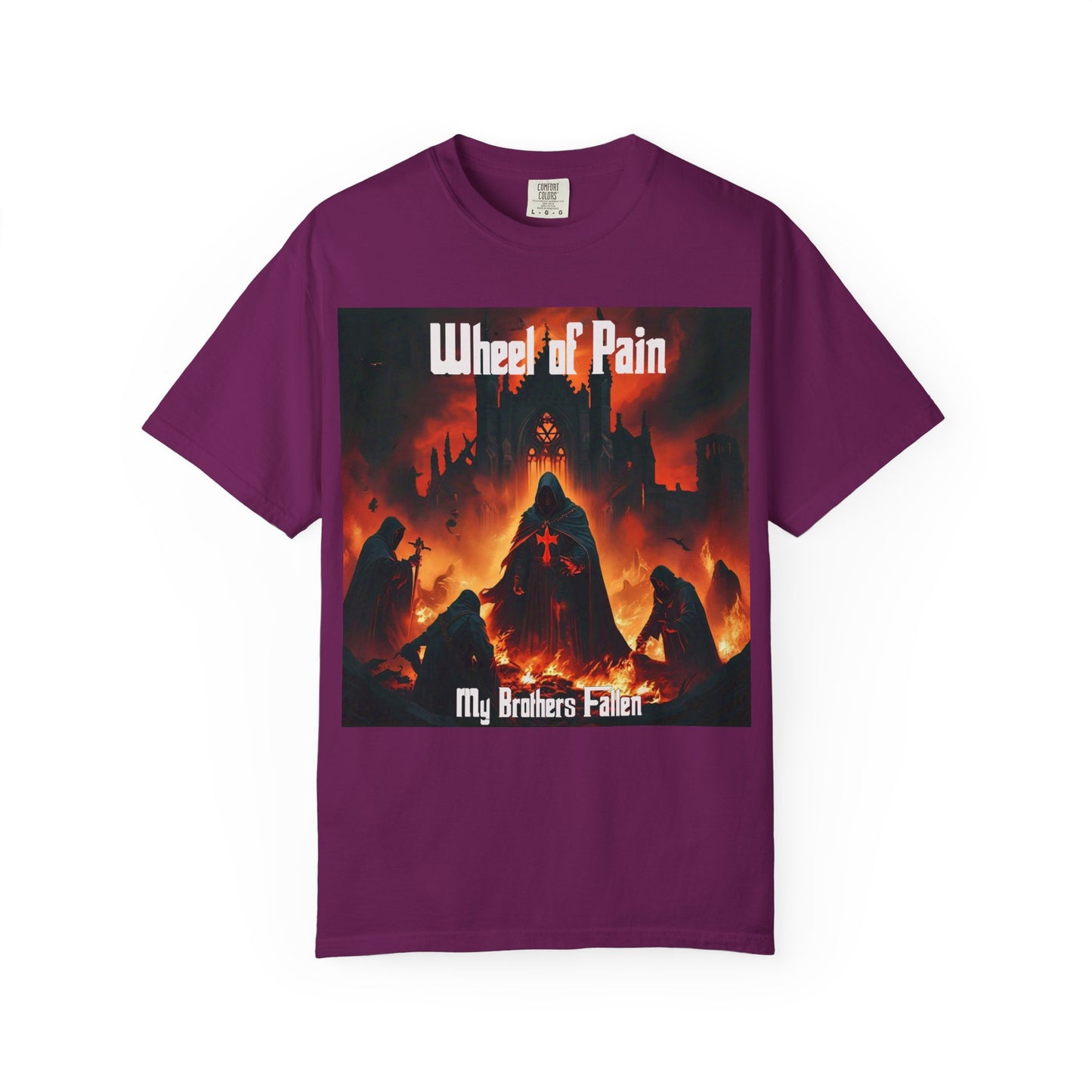 Wheel of Pain Gothic Templar Graphic T-Shirt, Unisex Tee for Fans, Cool Gift for Music Lovers, Halloween Shirt, Retro Vintage Style