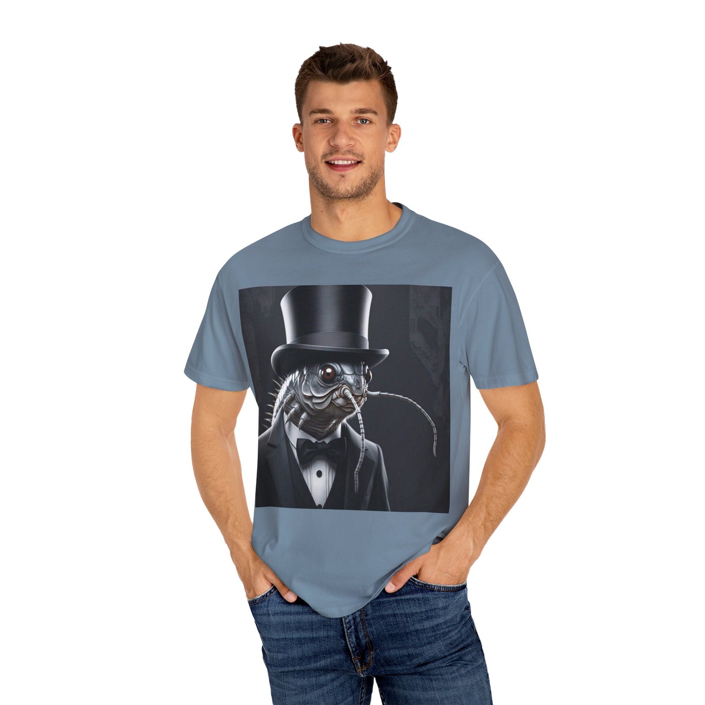 Whimsical Silver Fish Gentleman T-shirt | Fun Gift for Aquatic Lovers, Unique Humor Shirt, Casual Wear, Creative Outfit