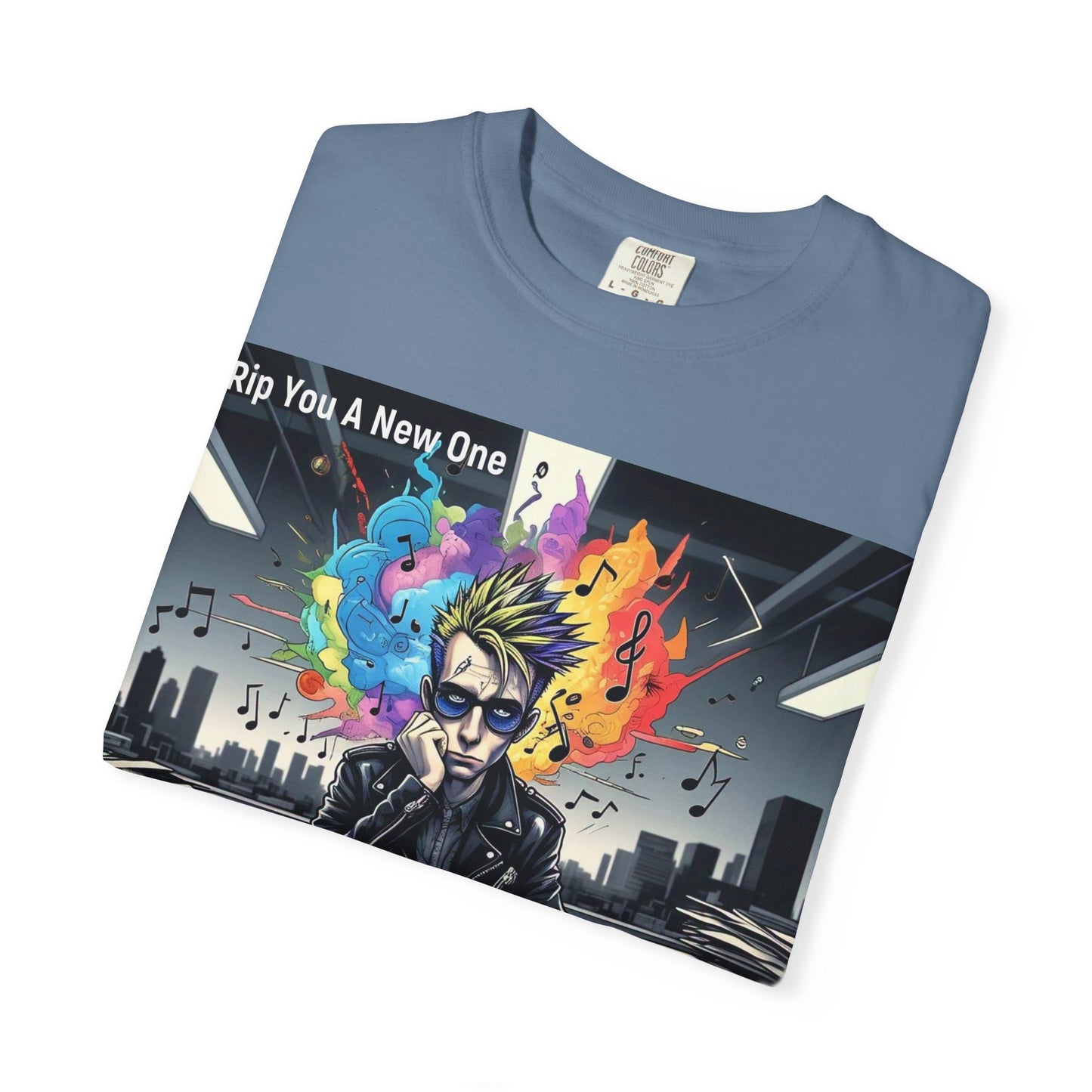 Colorful Creative T-Shirt - Rip You A New One Graphic Tee, Unisex Design for Artists, Music Lovers, Gift for Holidays, Casual Wear
