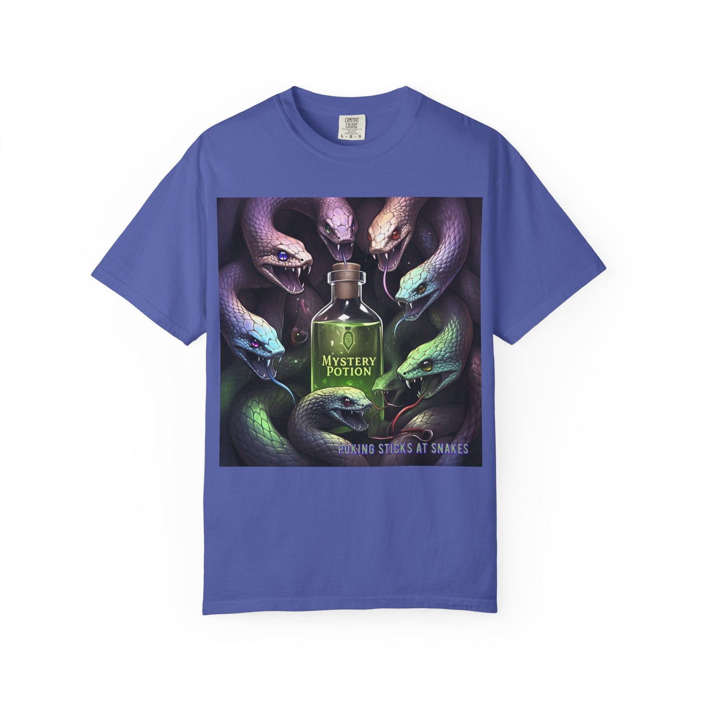 'Poking Sticks At Snakes' by Mystery Potion, Unisex T-shirt | Snakes Design | Perfect for Halloween, Gifts, Cozy Wear, Unique Apparel, Vintage Vibe