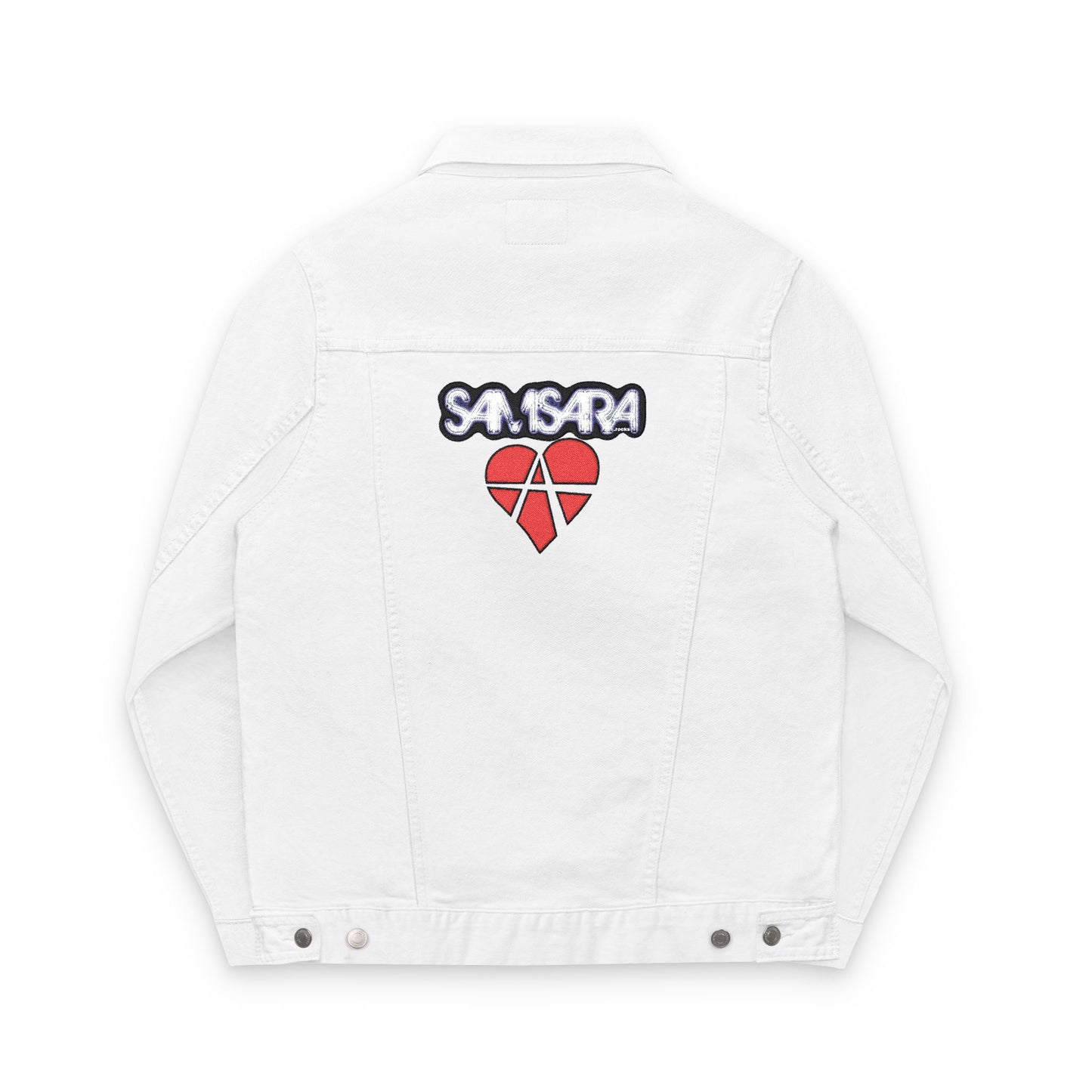 SAMSARA Rocks Stylish Unisex Embroidered Denim Jacket | Trendy Casual Wear, Street Style, Unique Gift, Layering Essential, Everyday Fashion