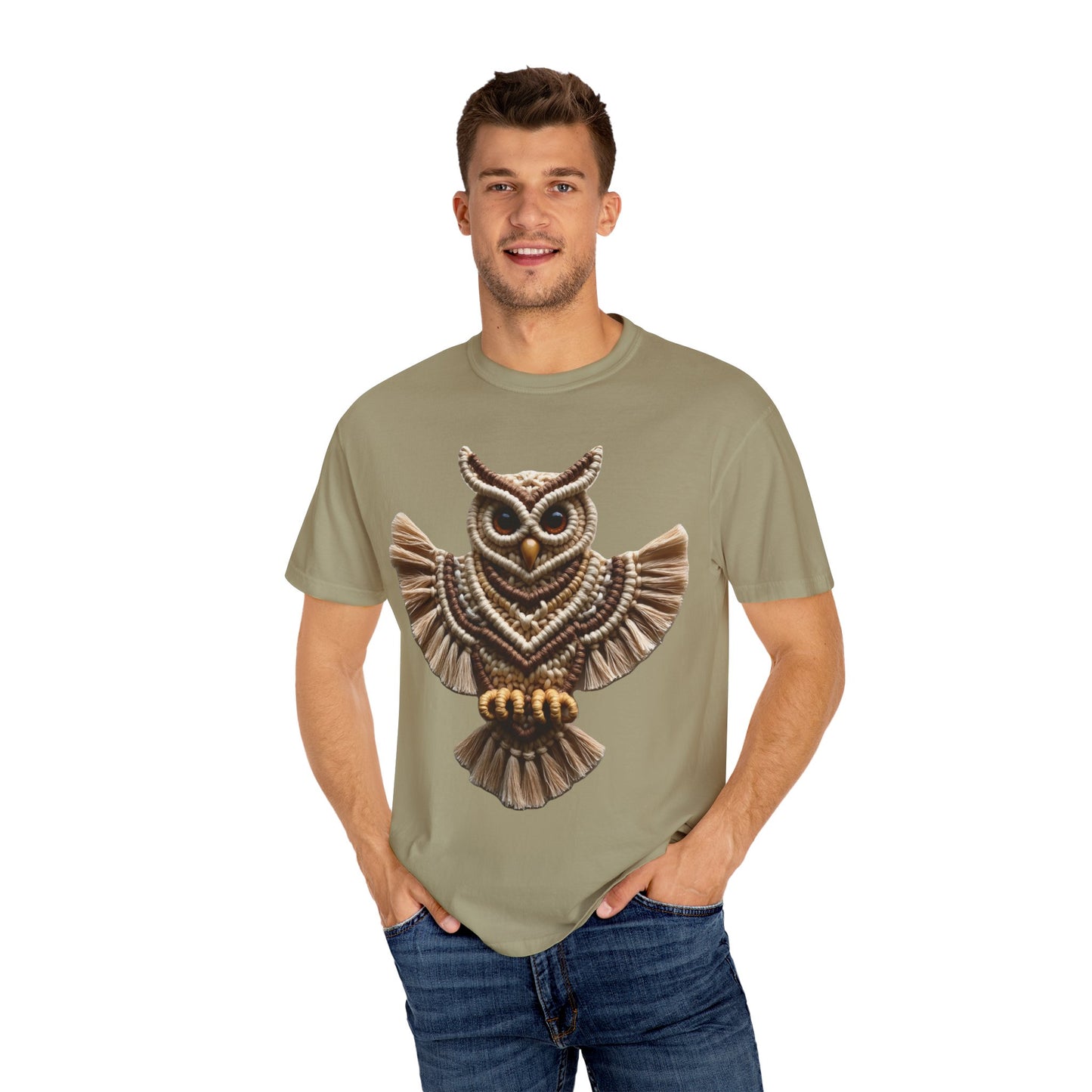Artistic Macrame Owl T-Shirt, Unisex Graphic Tee, Nature Lover Gift, Bohemian Style Shirt, Wildlife Art Apparel, Unique Owl Design