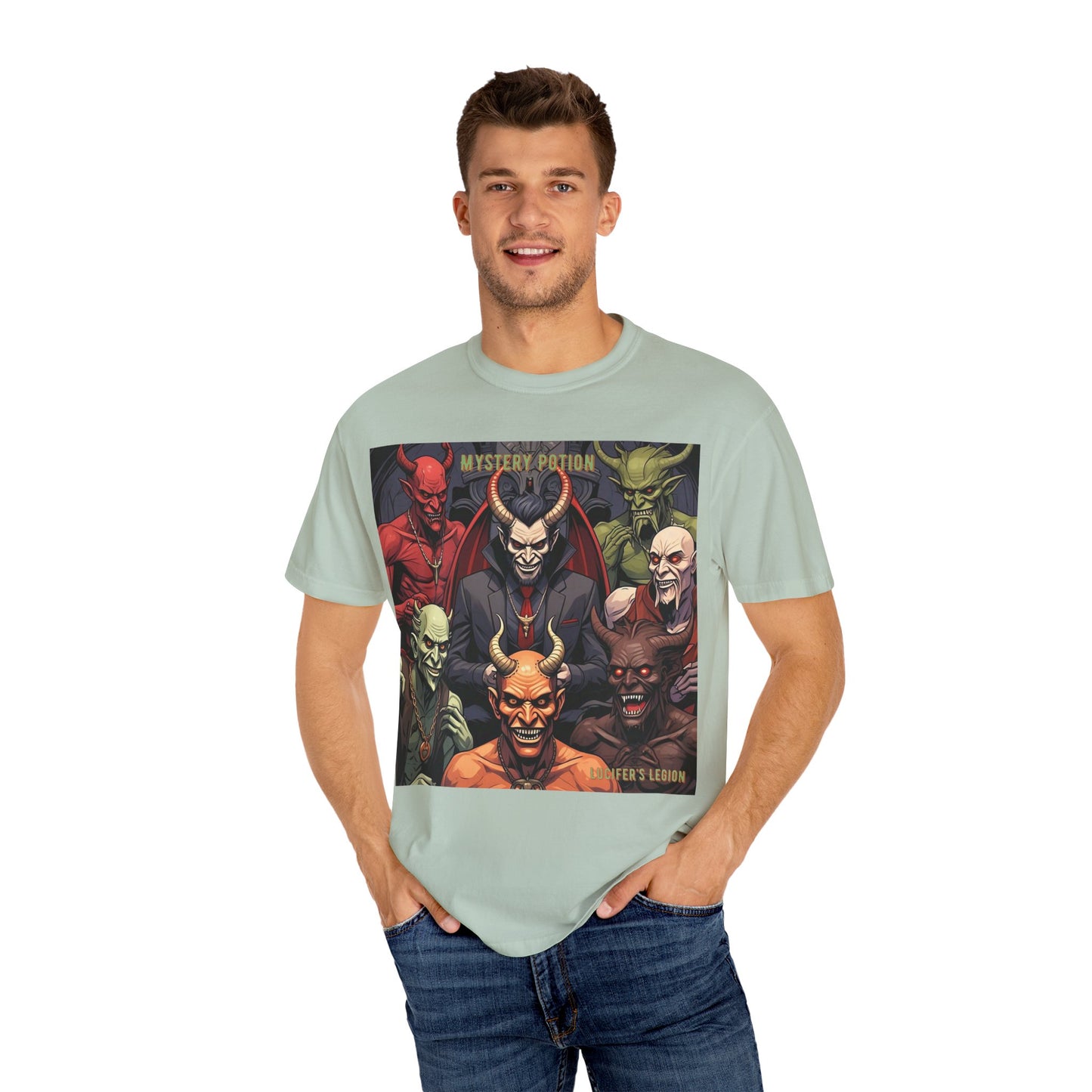 'Lucifer's Legion' by Mystery Potion, Unisex T-Shirt, Devil-Inspired Tee, Halloween Shirt, Comic Book Merch, Gift for Fans