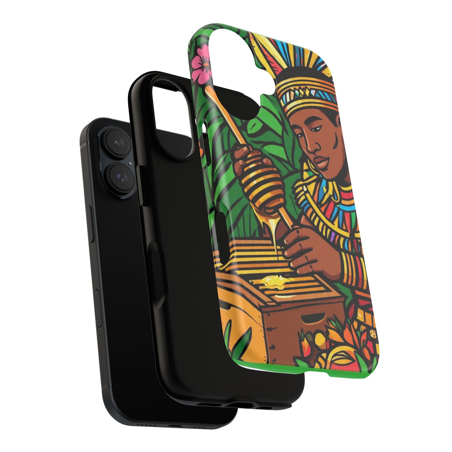 Honey Collecting African Vibrant Phone Case with Artistic Design, Tough Cases, Colorful Mobile Protector, Unique Gift for Her, Nature Lover's Accessory, [...]