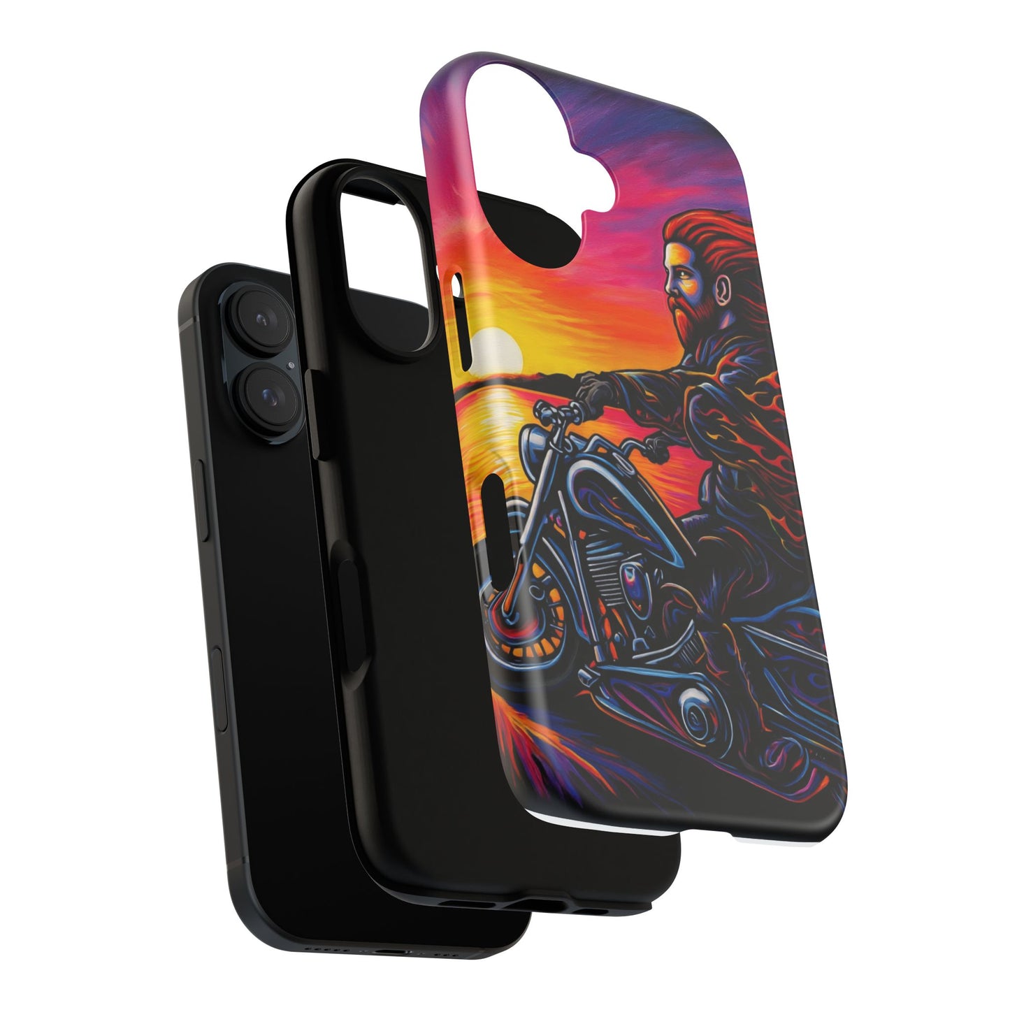 Motorcycle Phone Case, Tough Cases for Riders, Biker Accessories, Vibrant Phone Cover, Sunset Motorcycle Design