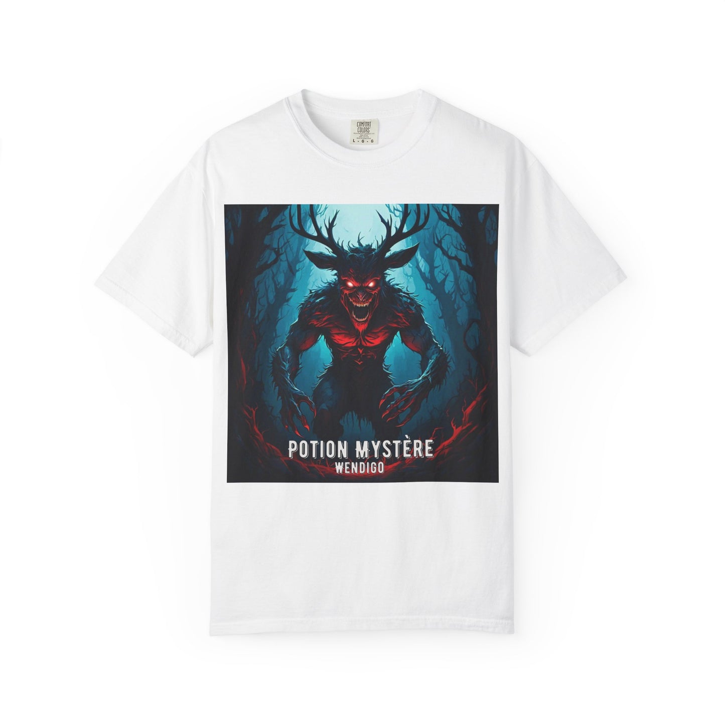 Mystical Wendigo T-Shirt, Unisex Garment-Dyed Tee, Potion Mystère Shirt, Halloween Apparel, Unique Graphic Tee