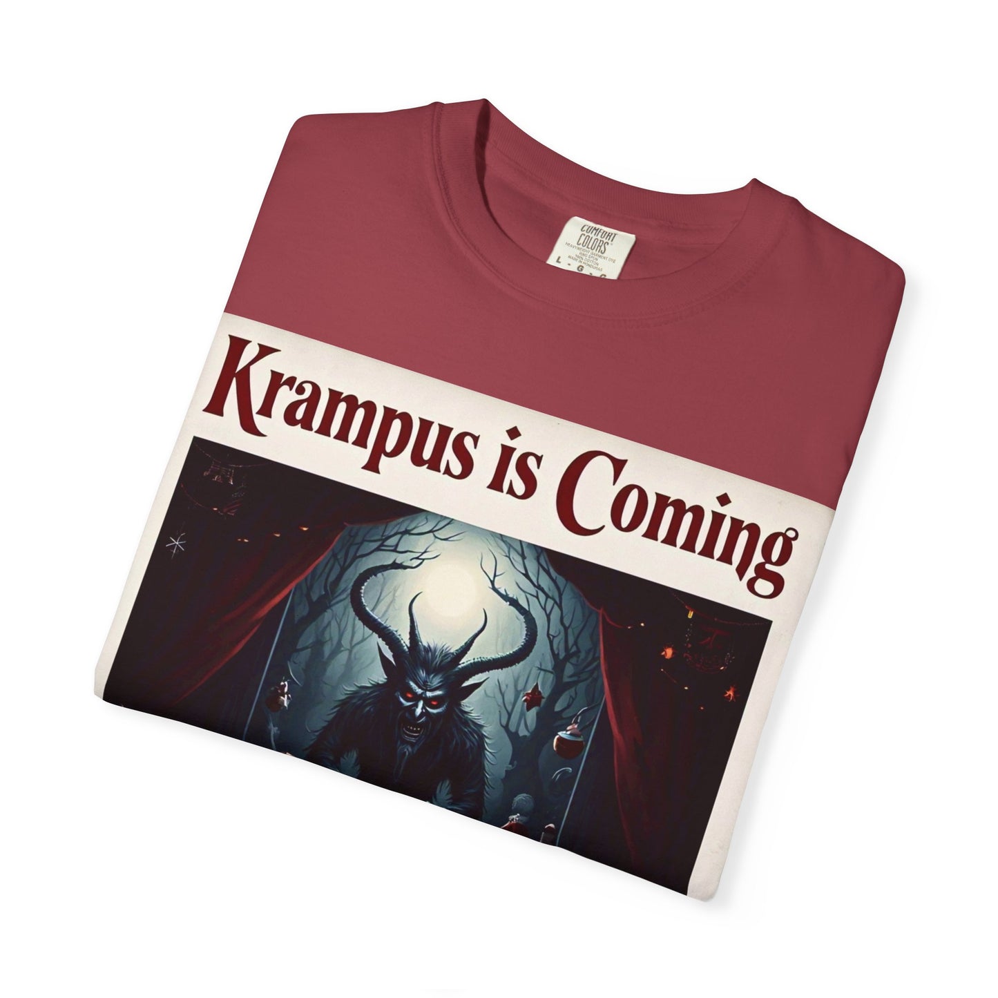 Krampus is Coming Unisex T-Shirt, Holiday Apparel, Christmas Gift, Cozy Casual Wear, Horror Theme Tee