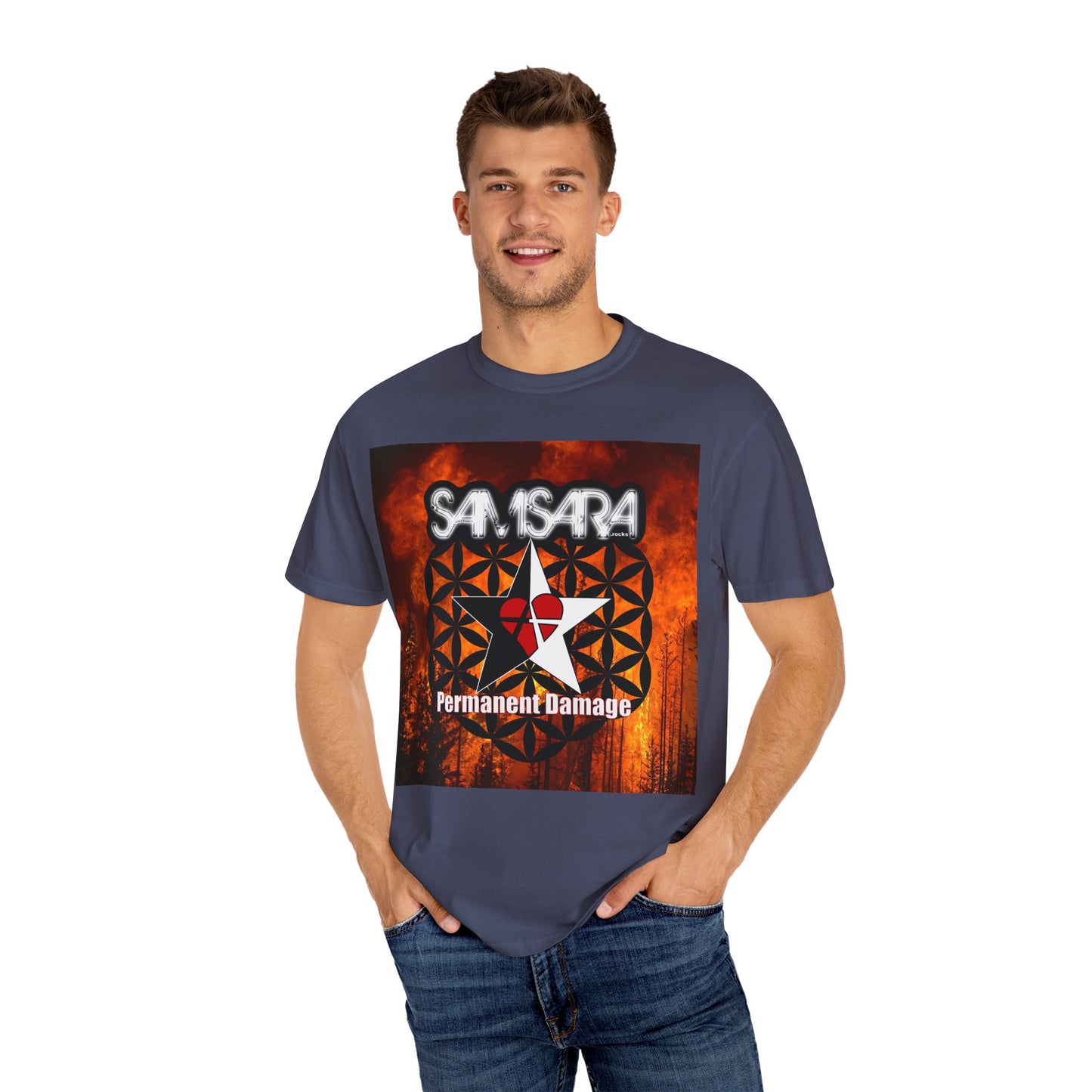 'Permanent Damage' by Samsara, Bold Graphic T-Shirt, Music Festival Gear, Unisex Casual Tee, Unique Gift for Friends, Statement Apparel, Concert Outfit
