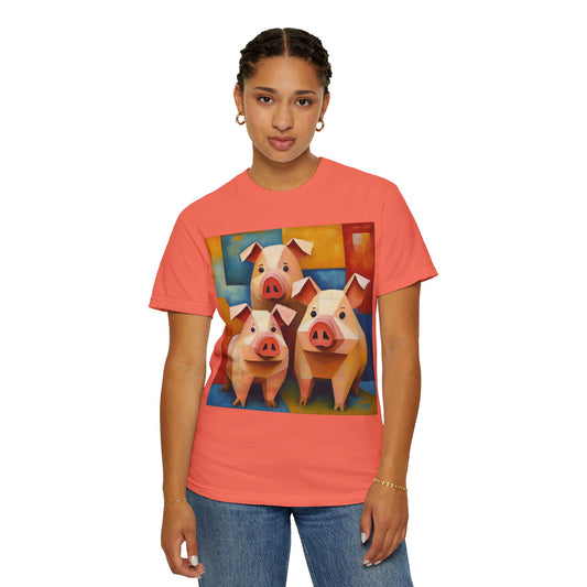 Pig Art T-Shirt, Funny Farm Tee, Animal Lover Gift, Unisex Graphic Tee, Cute Farmhouse Style, Casual Everyday Wear