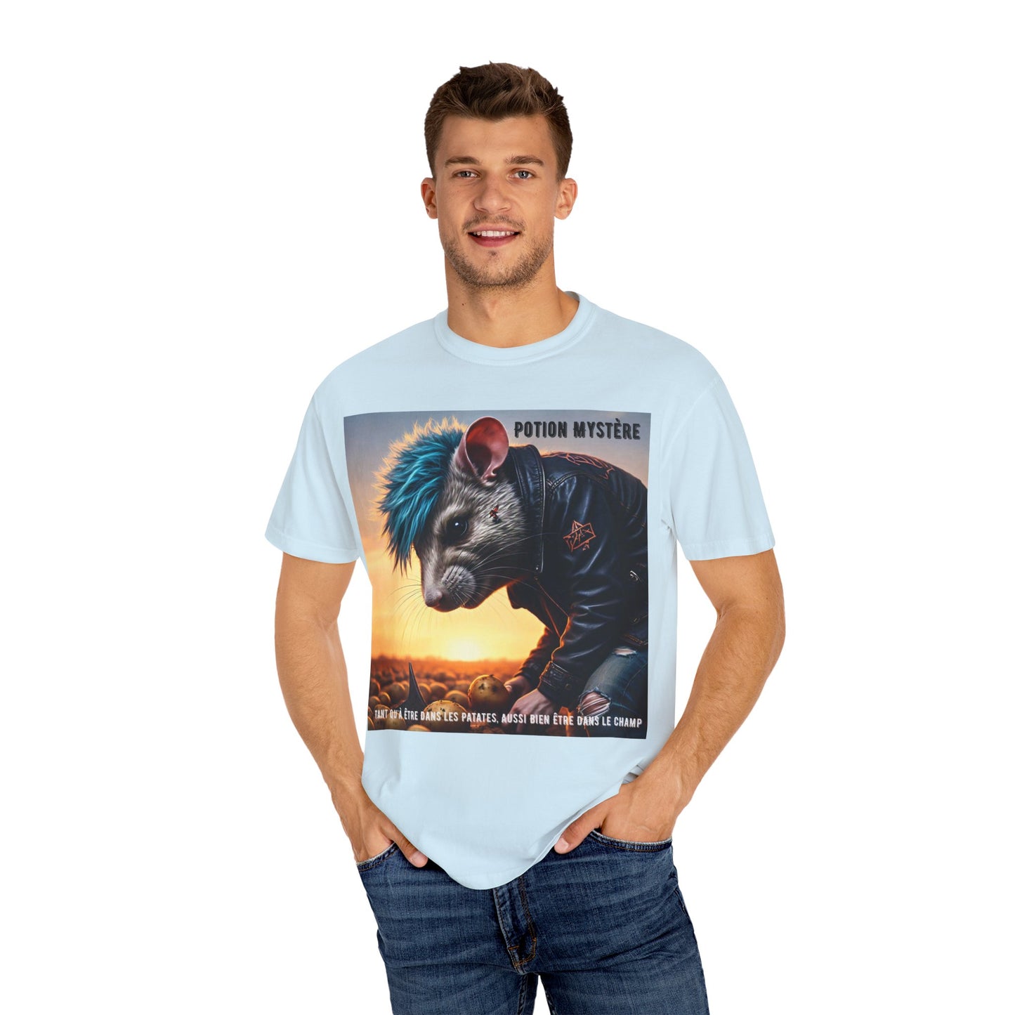 Mystical Punk Rat Toiling The Field Graphic T-Shirt | Unisex, Art Tee, Unique Animal Print, Gift for Animal Lovers, Casual Wear