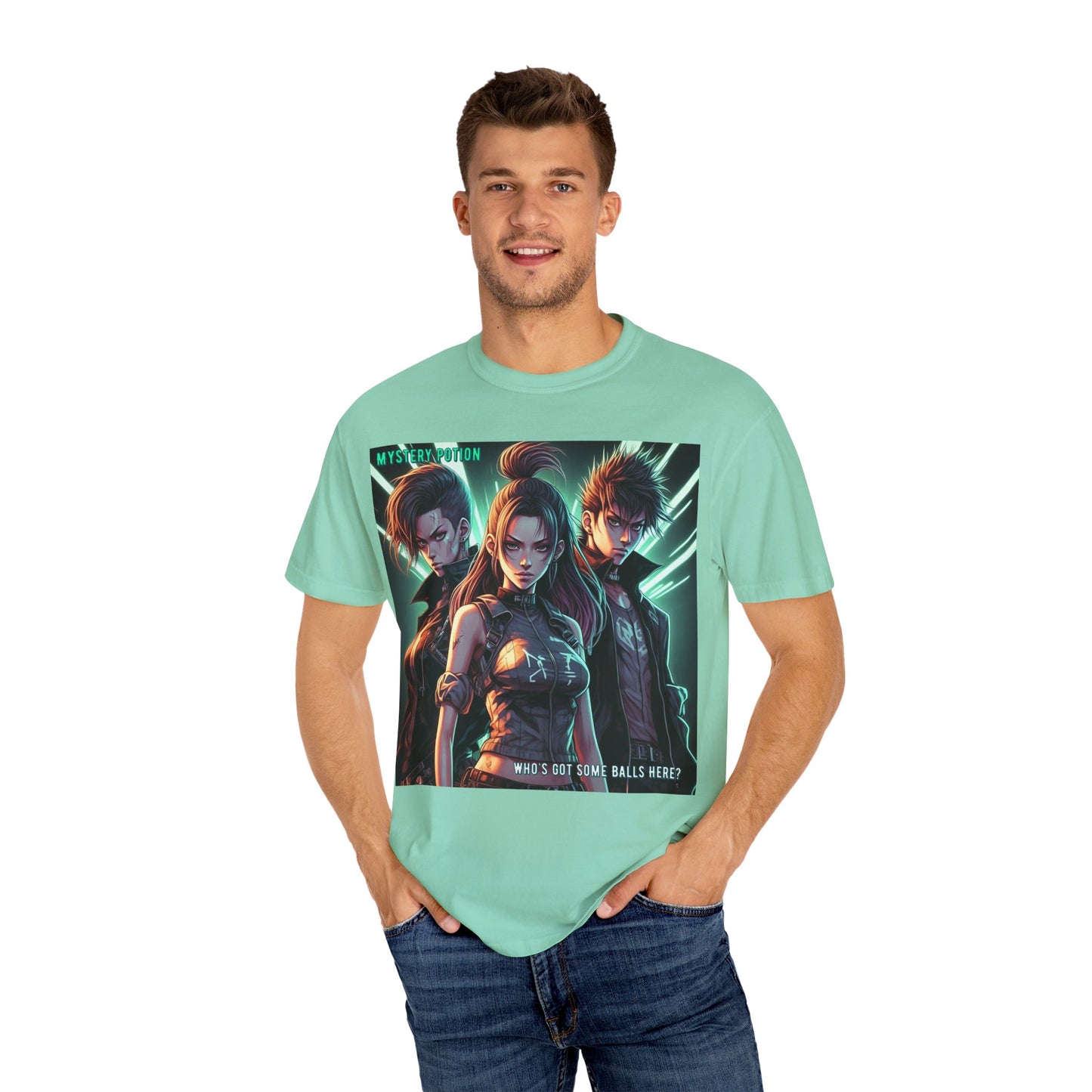 'Who's Got Some Balls Here?' by Mystery Potion, Unisex Graphic Tee, Trendy Gamer T-shirt, Anime Inspired Shirt, Gift for Him/Her, Casual Fashion