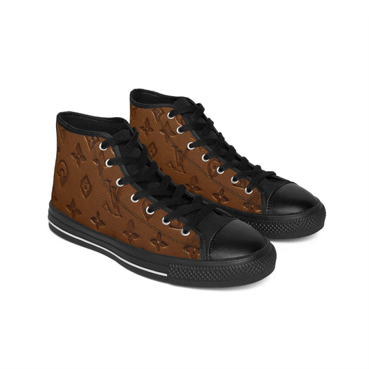 Faux Vutton Stylish Women's Classic Sneakers, Trendy High-Top Shoes for Everyday Wear, Fake Leather Fashionable Footwear for Women, Casual Sneakers, Gifts for Her