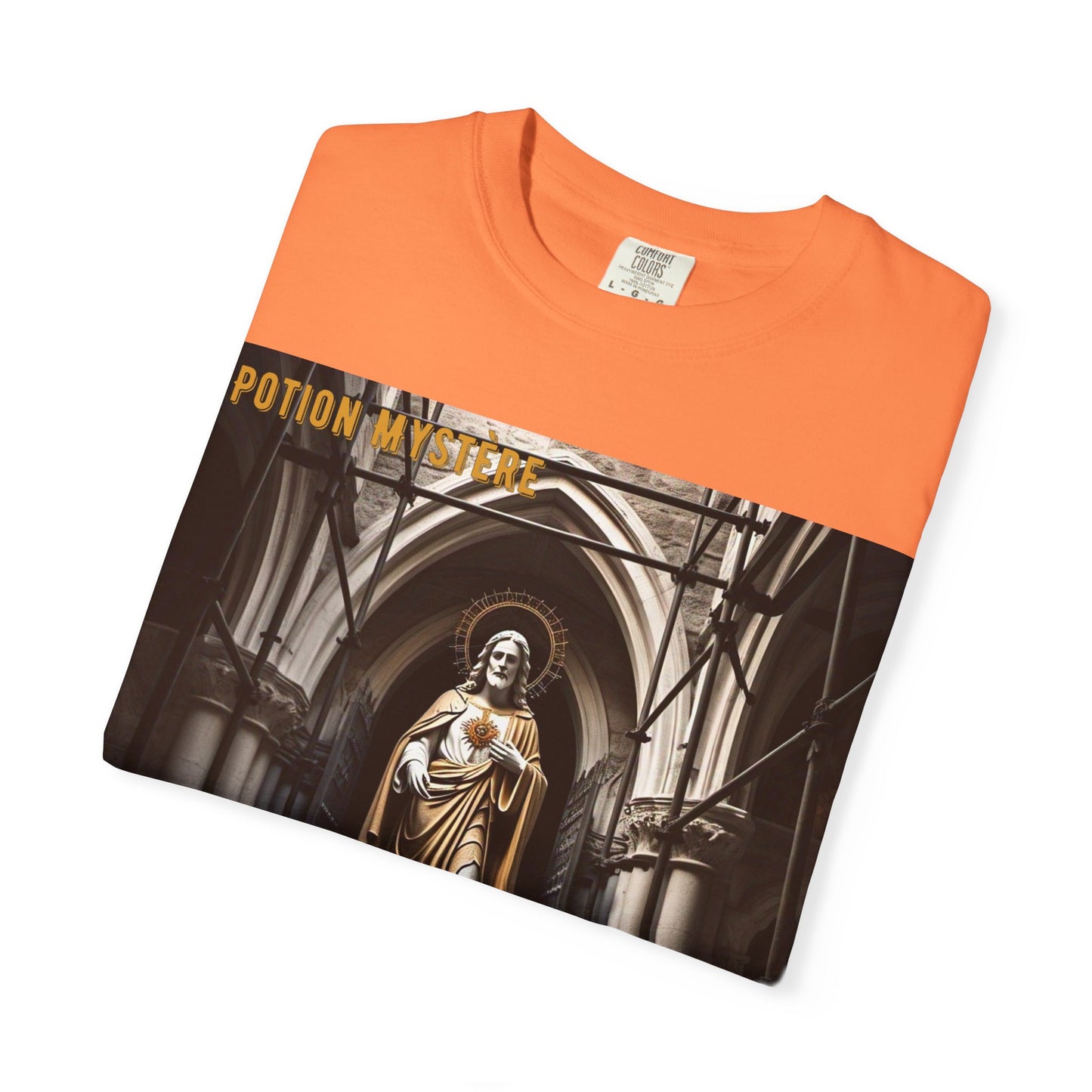 Mystical Potion Jesus Statue T-Shirt - Unisex, Relaxed Fit, Perfect for Festivals, Gifts, Everyday Wear, Unique Art Design