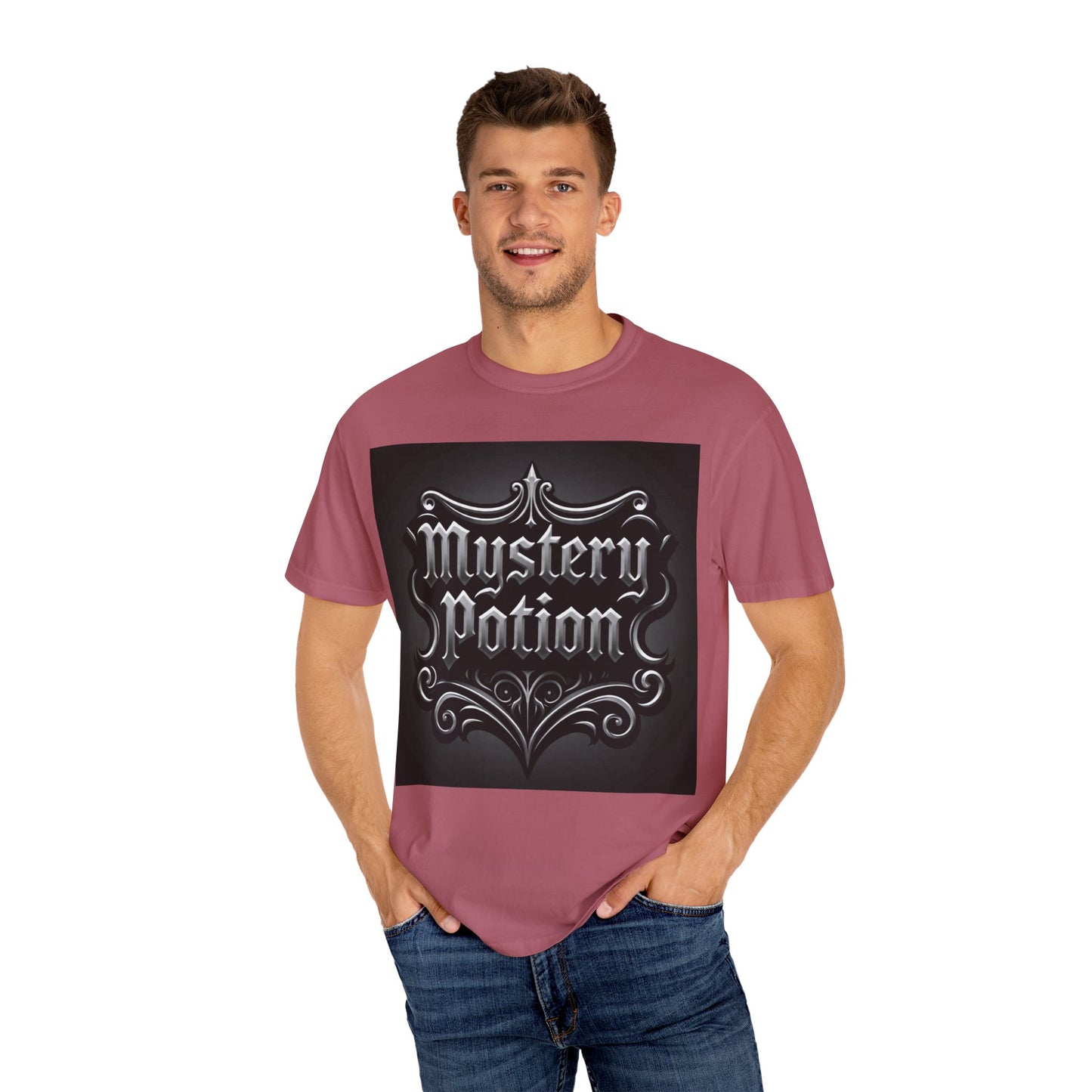 Mystery Potion Unisex Garment-Dyed T-shirt | Halloween Costume Shirt, Casual Wear, Themed Party Tee, Gift for Mystery Lovers