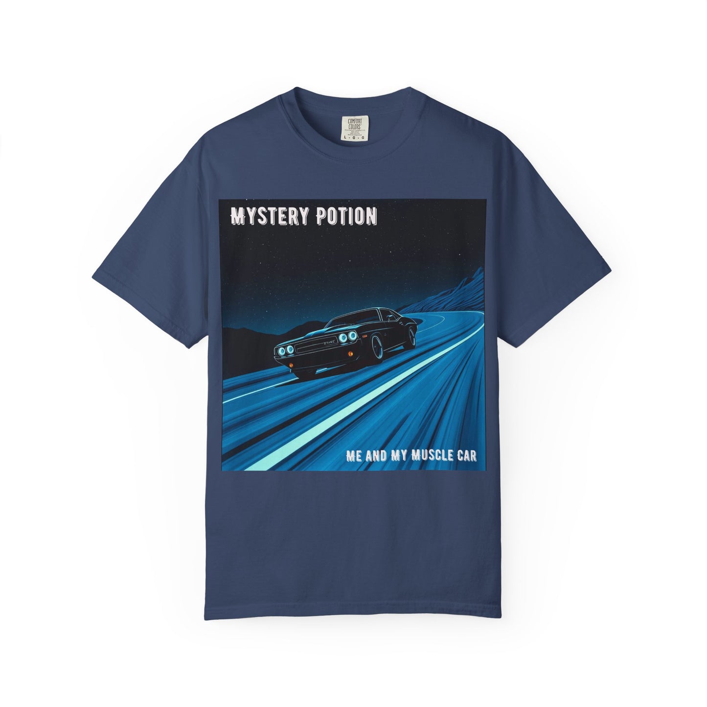 Mystery Potion Muscle Car T-Shirt | Unisex Garment-Dyed Tee, Vintage Car Lover Gift, Perfect for Car Shows, Birthday Gift, Casual Wear