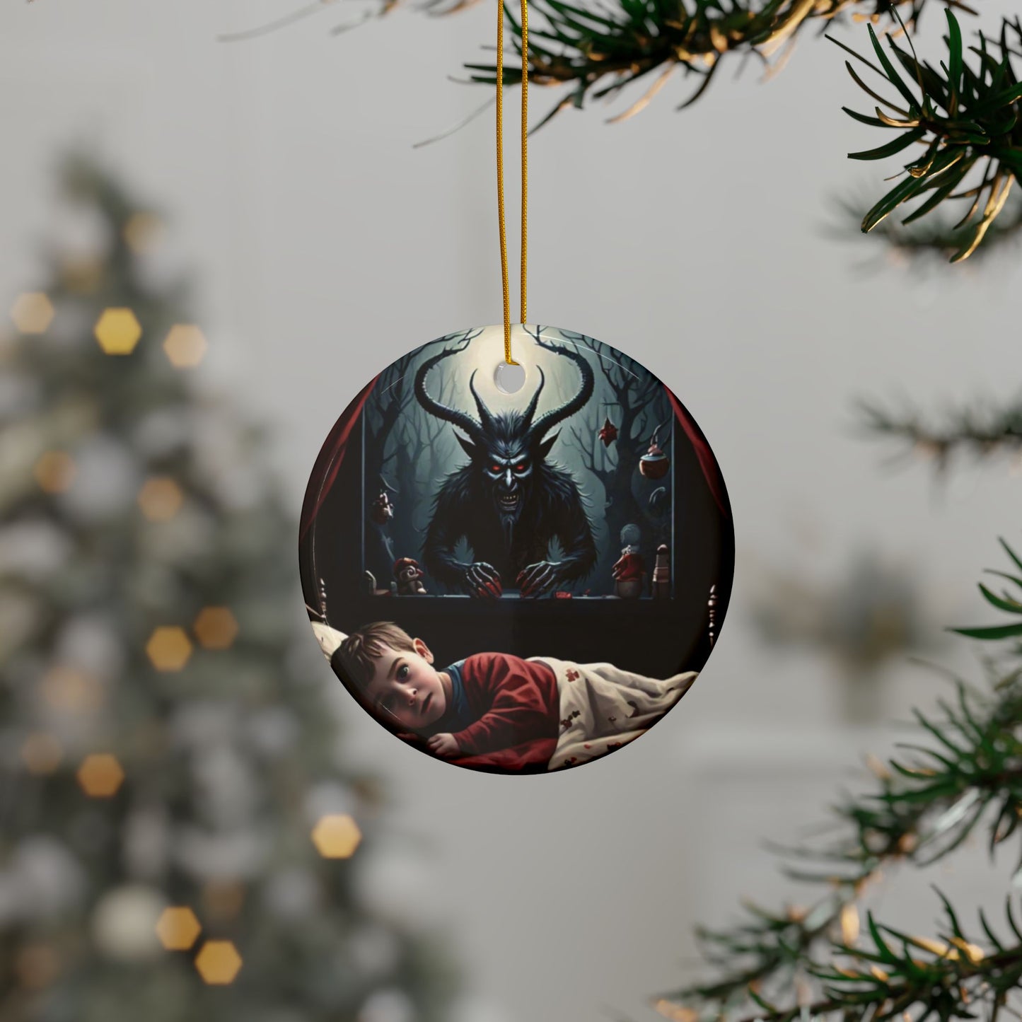 X-Mas 'Krampus is Coming' by Mystery Potion Gothic Holiday Ornaments, Unique Decor, Home Decor, Christmas Tree Decorations, Gift Ideas, Dark Aesthetic, 2-Sided Print