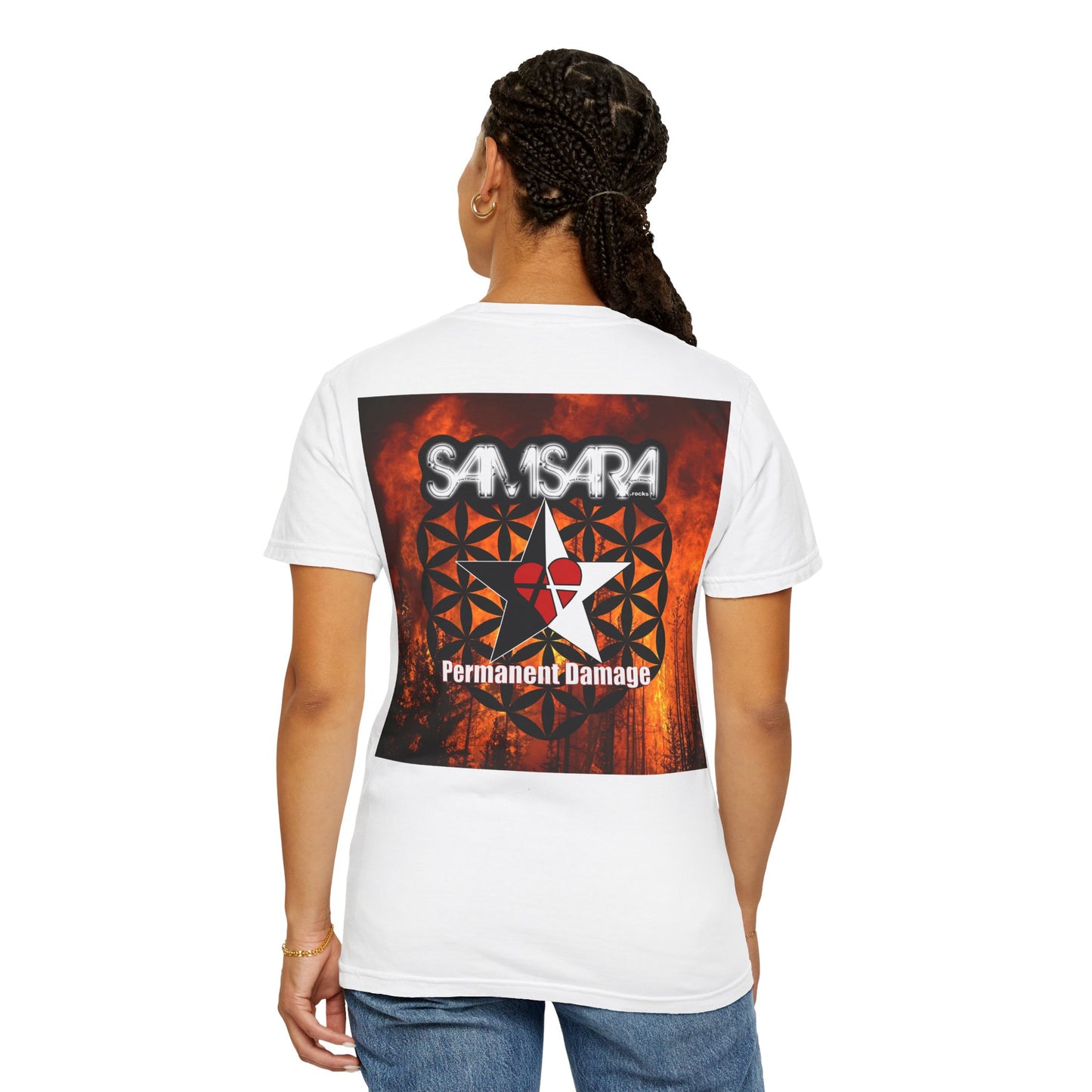 Samsara Heart Permanent Damage Unisex T-Shirt, Trendy Graphic Tee, Streetwear Style, Casual Apparel, Perfect for Music Festivals, Unique Gift Idea