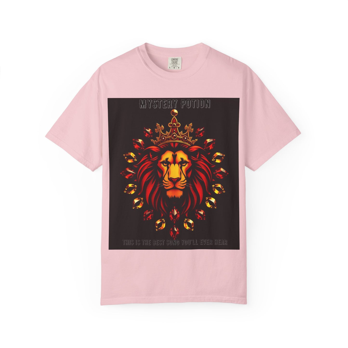 'This Is The Best Song You'll Ever Hear' by Mystery Potion, Bold Graphic Royal Lion T-Shirt, Unisex Tee, Streetwear Style, Gift for Lion Lovers, Perfect for Casual Outings, Unique Clothing