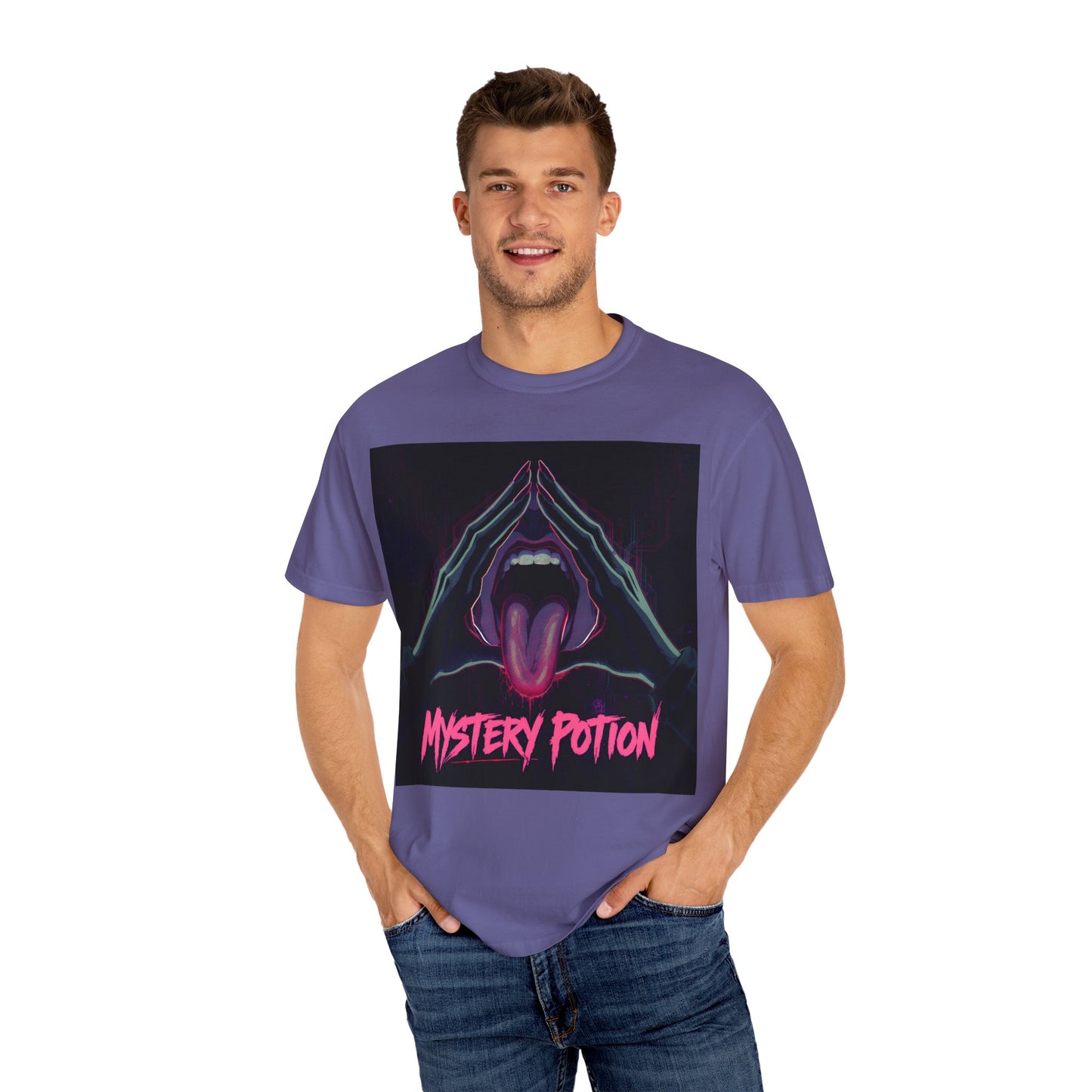 Mystery Potion Graphic Tee, Unisex T-Shirt for Festivals, Gift for Friends, Retro Vibes, Statement Shirt