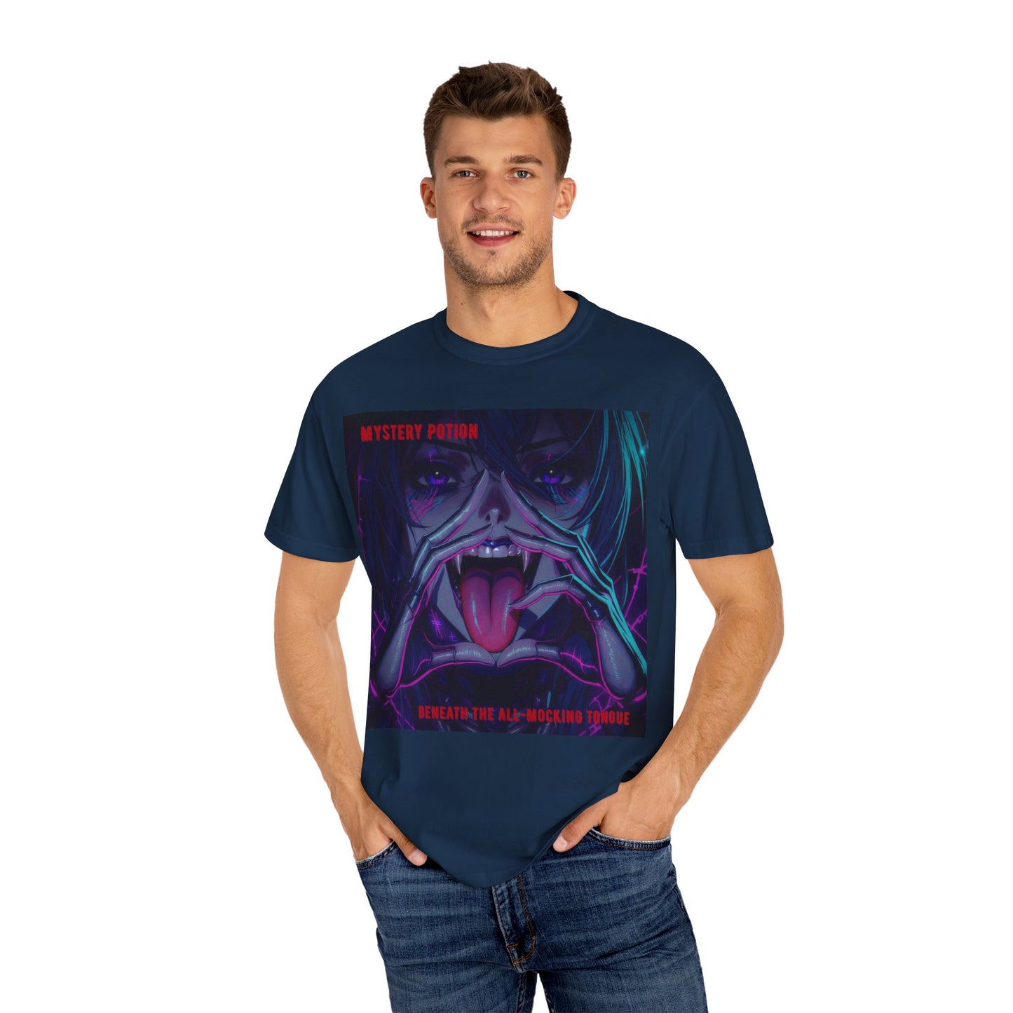 'Beneath The All-Mocking Tongue' by Mystery Potion Unisex Garment-Dyed T-shirt