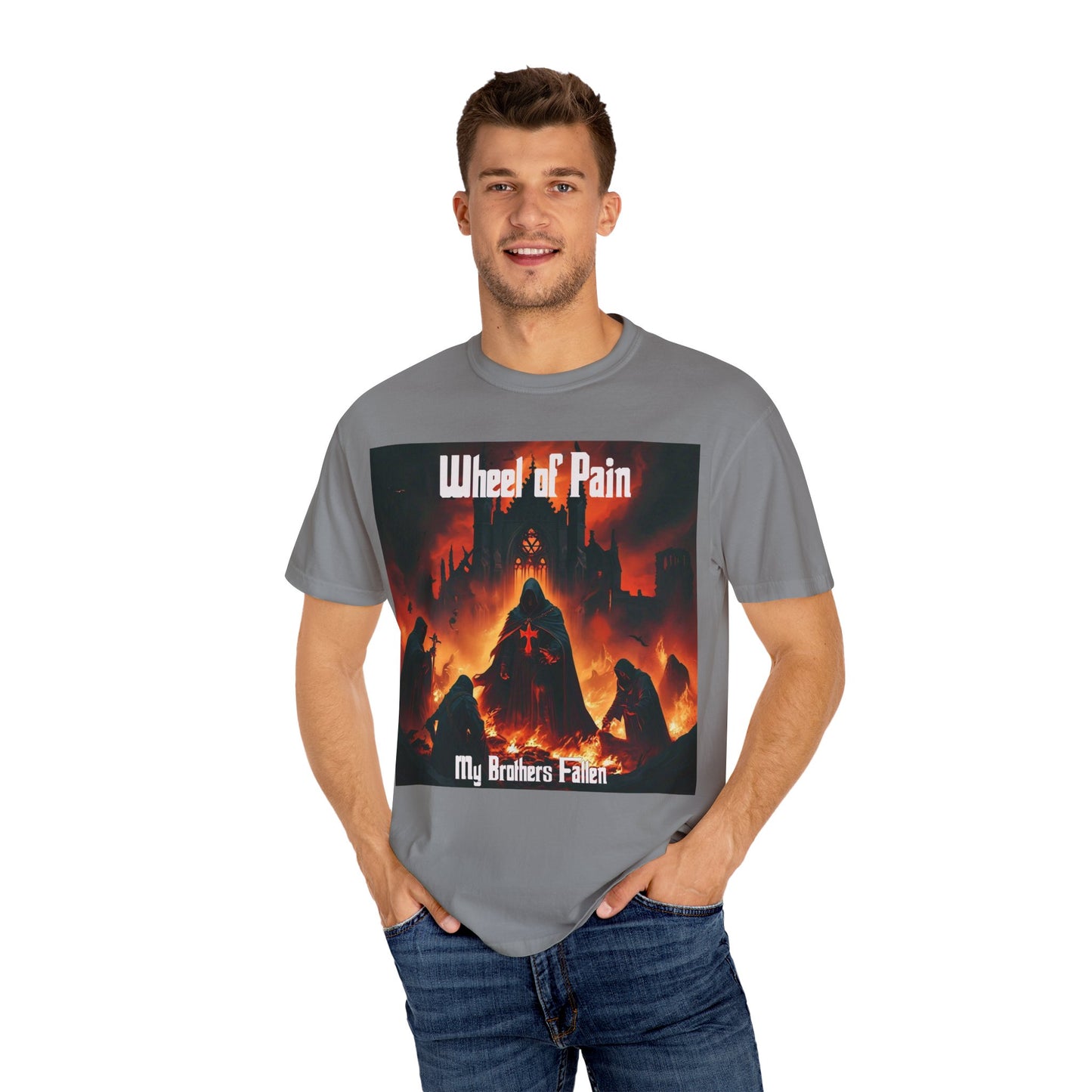 Wheel of Pain Gothic Templar Graphic T-Shirt, Unisex Tee for Fans, Cool Gift for Music Lovers, Halloween Shirt, Retro Vintage Style