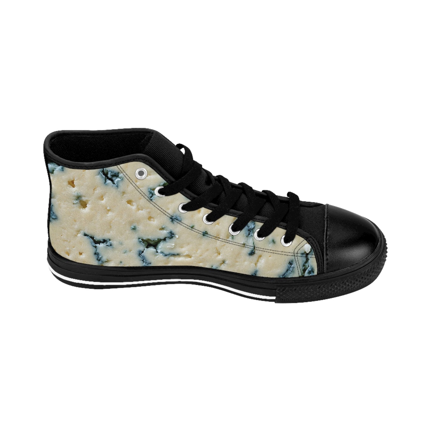 Stylish Blue Cheese High-Top Sneakers, Unique Streetwear Style for Men, Set Expectations, Trendy Gift for Sports Lovers, Versatile Everyday Shoes