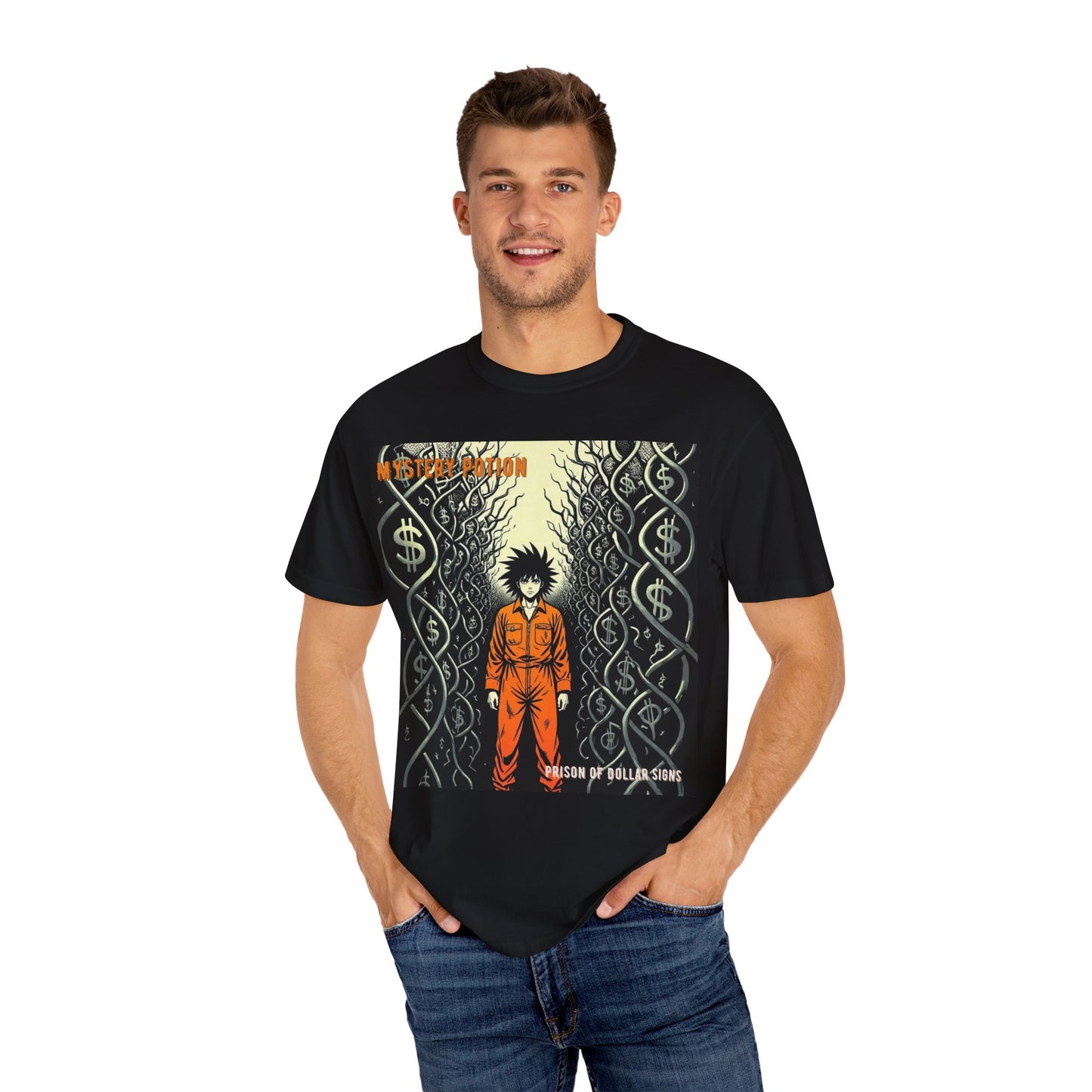 'Prison of Dollar Signs' by GOAT of Goth, Street Art Inspired Unisex T-Shirt, Cool Graphic Tee, Casual Wear, Hip Hop Fashion, Gift for Art Lovers, Unique Style