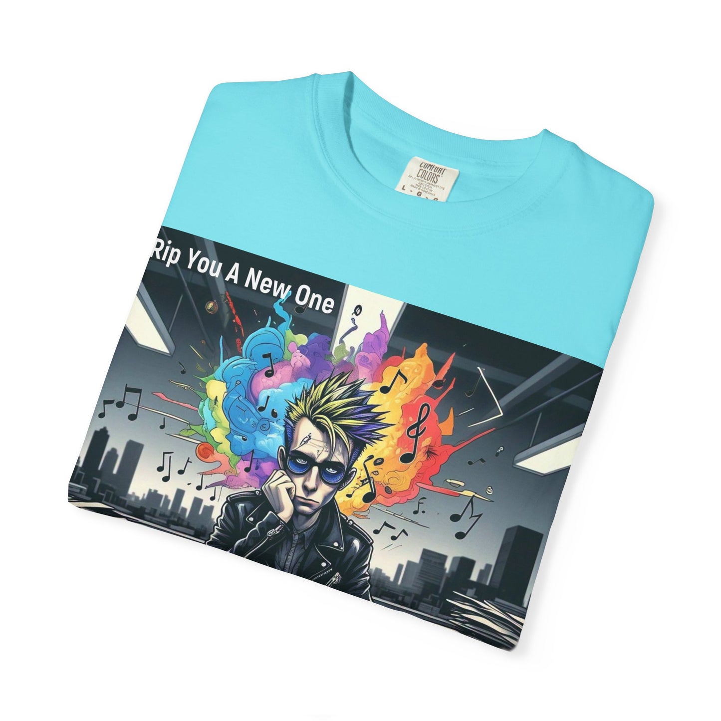 Colorful Creative T-Shirt - Rip You A New One Graphic Tee, Unisex Design for Artists, Music Lovers, Gift for Holidays, Casual Wear