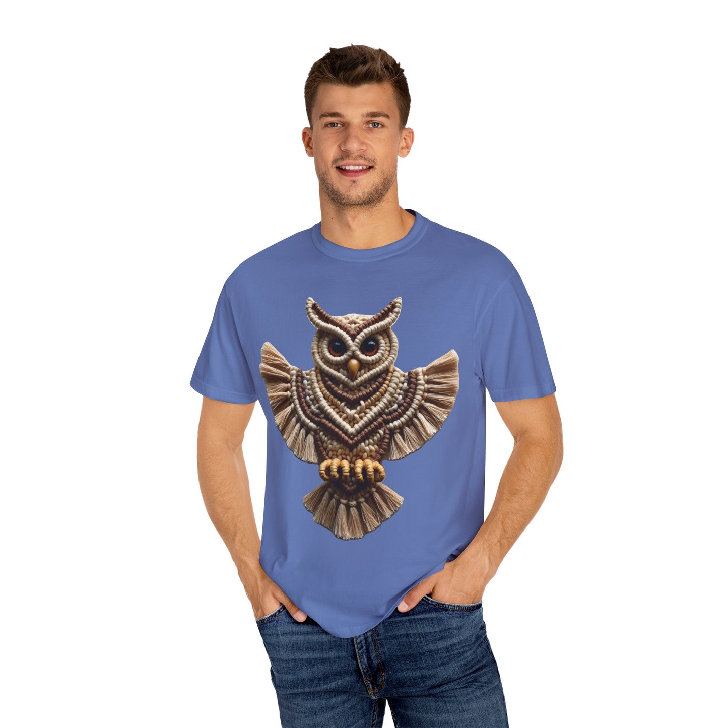Artistic Macrame Owl T-Shirt, Unisex Graphic Tee, Nature Lover Gift, Bohemian Style Shirt, Wildlife Art Apparel, Unique Owl Design