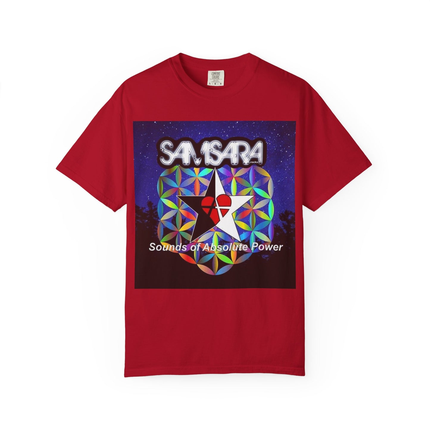 Sounds Of Absolute Power by Samsara Vibrant Graphic T-Shirt for Nature Lovers, Unisex Tee, Festival Wear, Gift for Music Enthusiasts, Bohemian Style Apparel