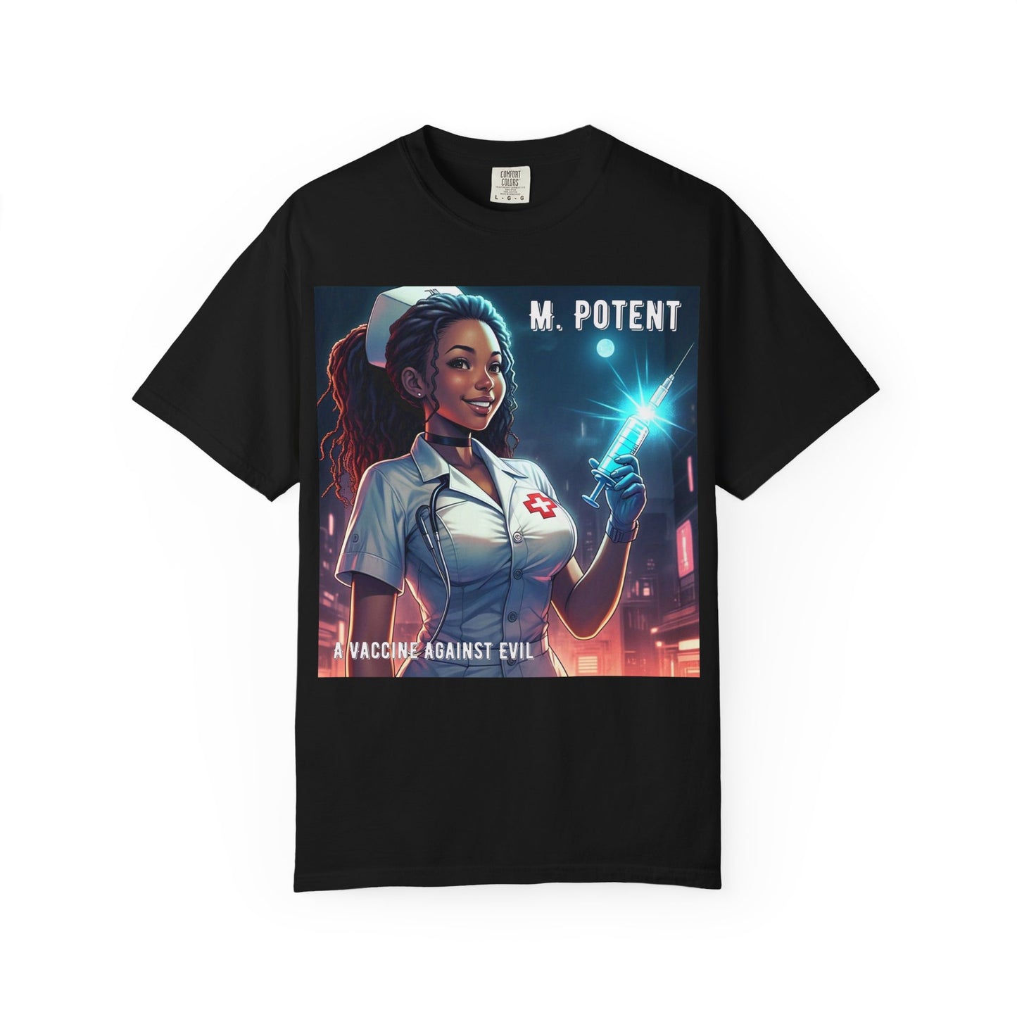 M. Potent's 'A Vaccine Against Evil', Medicine-Themed Unisex T-Shirt, Positive Vibes, Great for Nurses, Vaccination Awareness, Gift for Healthcare Workers
