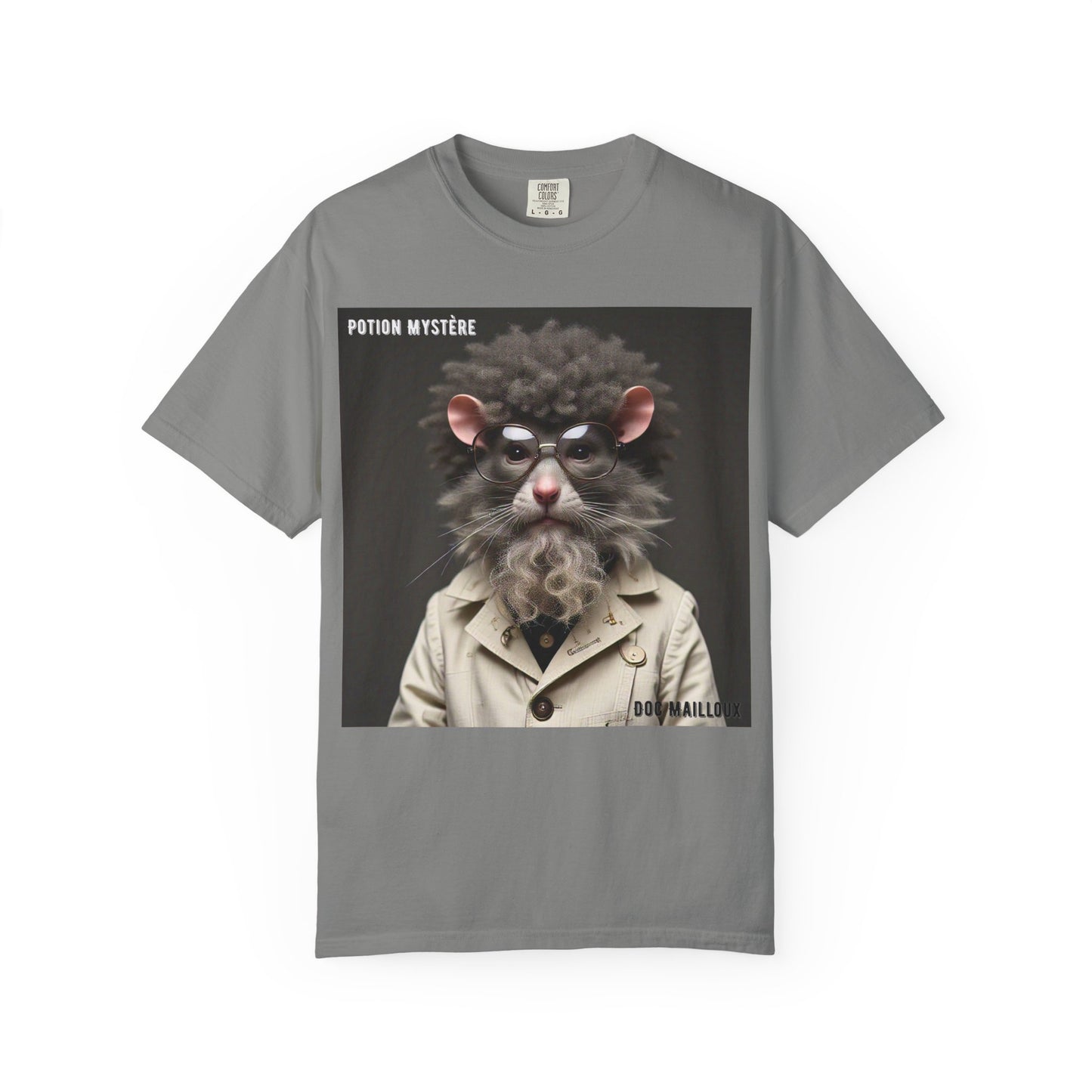 Doc Mailloux by Potion Mystère, Rat Graphic T-Shirt, Unisex Funny Tee, Gift for Animal Lovers, Unique Vintage Style Clothing, Statement Tee for Parties