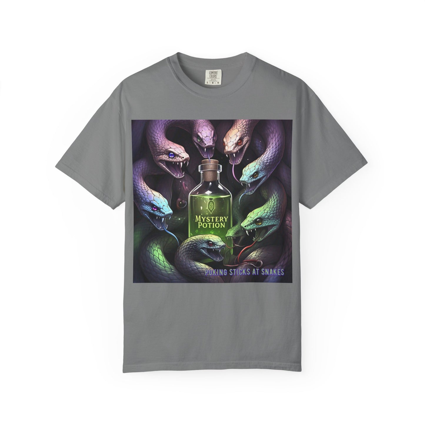'Poking Sticks At Snakes' by Mystery Potion, Unisex T-shirt | Snakes Design | Perfect for Halloween, Gifts, Cozy Wear, Unique Apparel, Vintage Vibe