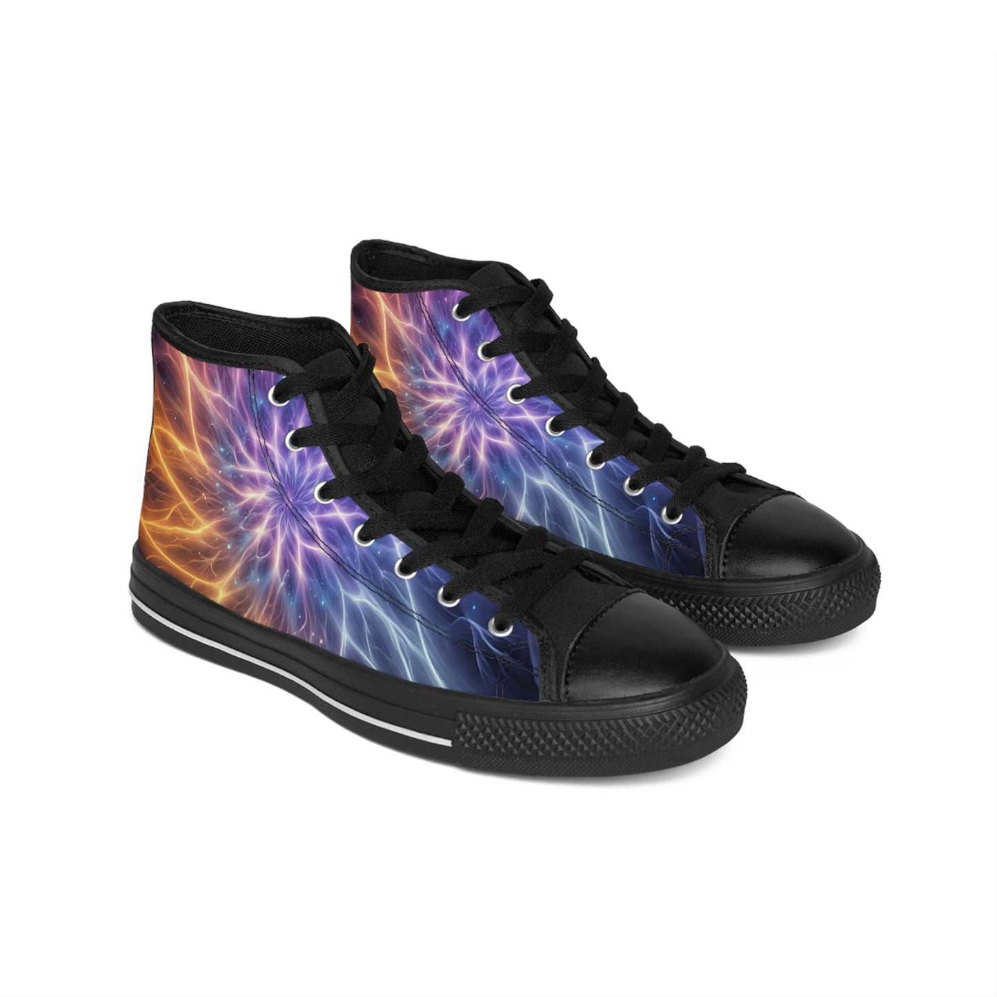Women's Cosmic Plasma Energy Print Sneakers, Colorful High-Top Sneakers, Casual Footwear for Women, Unique Gift for Her, Festival and Party Shoes
