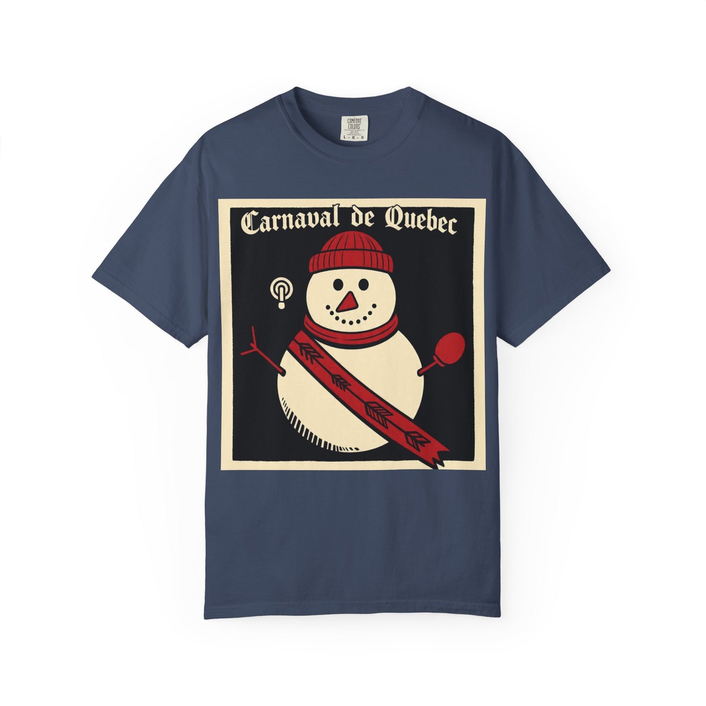 Quebec Carnaval Vintage Snowman Biker Lore Rocker T-Shirt, Cozy Winter Apparel, Unisex Snowman Graphic Tee, Festive Celebration Shirt, Winter Holiday Gift