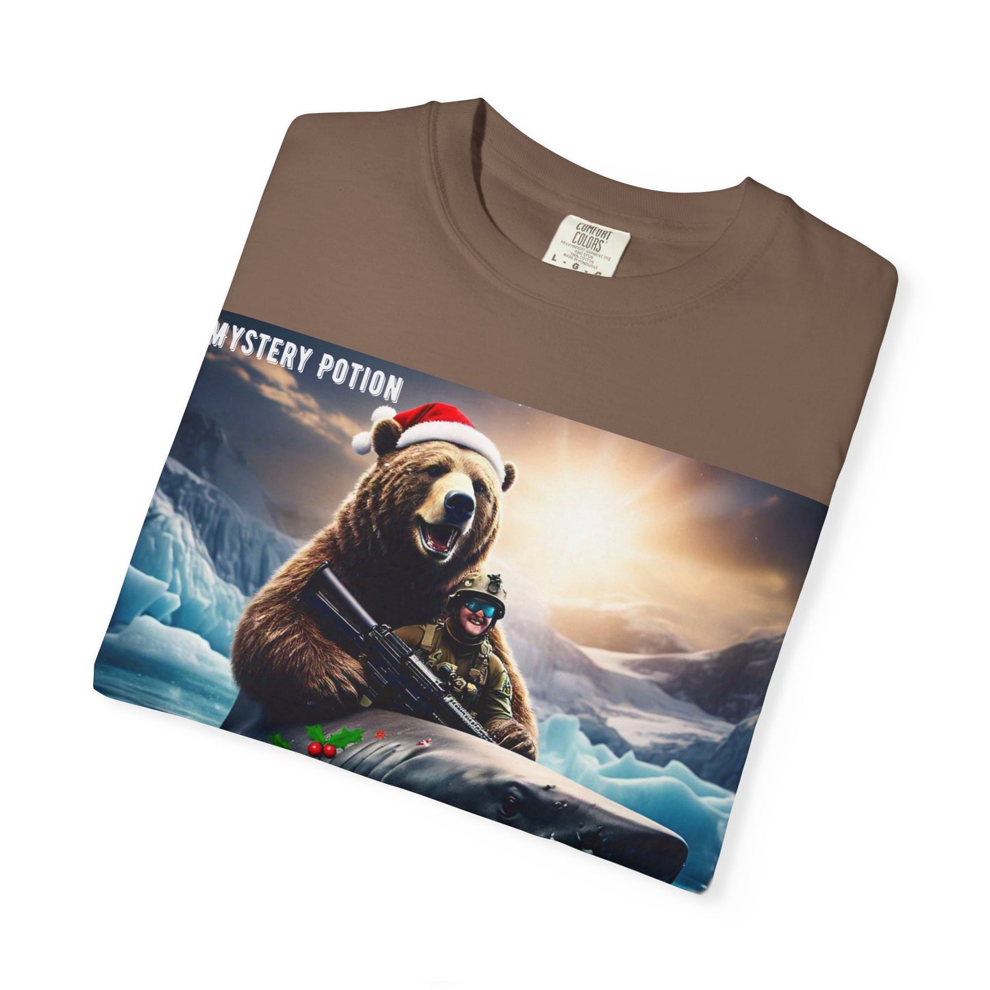 X-mas Humor T-Shirt "Merry Christmas from All the Apex Predators", Unisex Garment-Dyed Tee, Funny Holiday Shirt, Gift for Friends, Outdoor Adventure Wear, Novelty Apparel