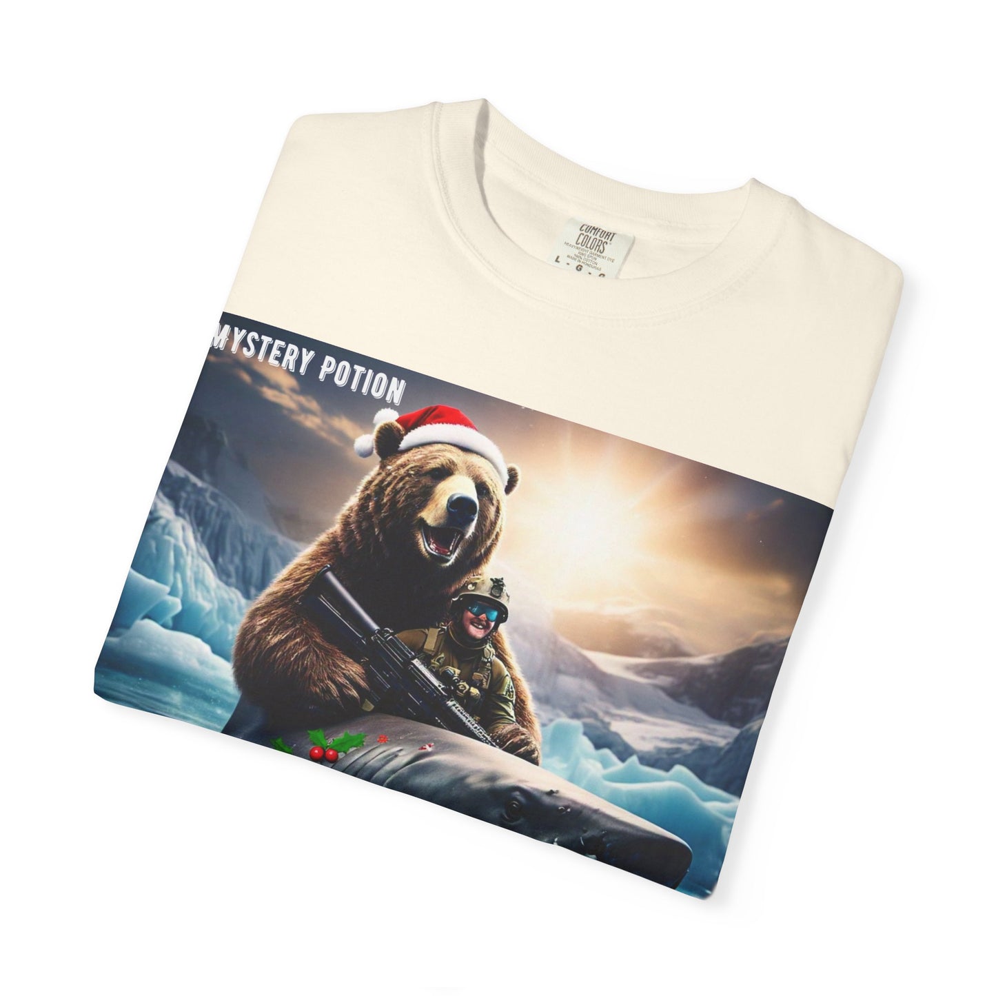 X-mas Humor T-Shirt "Merry Christmas from All the Apex Predators", Unisex Garment-Dyed Tee, Funny Holiday Shirt, Gift for Friends, Outdoor Adventure Wear, Novelty Apparel