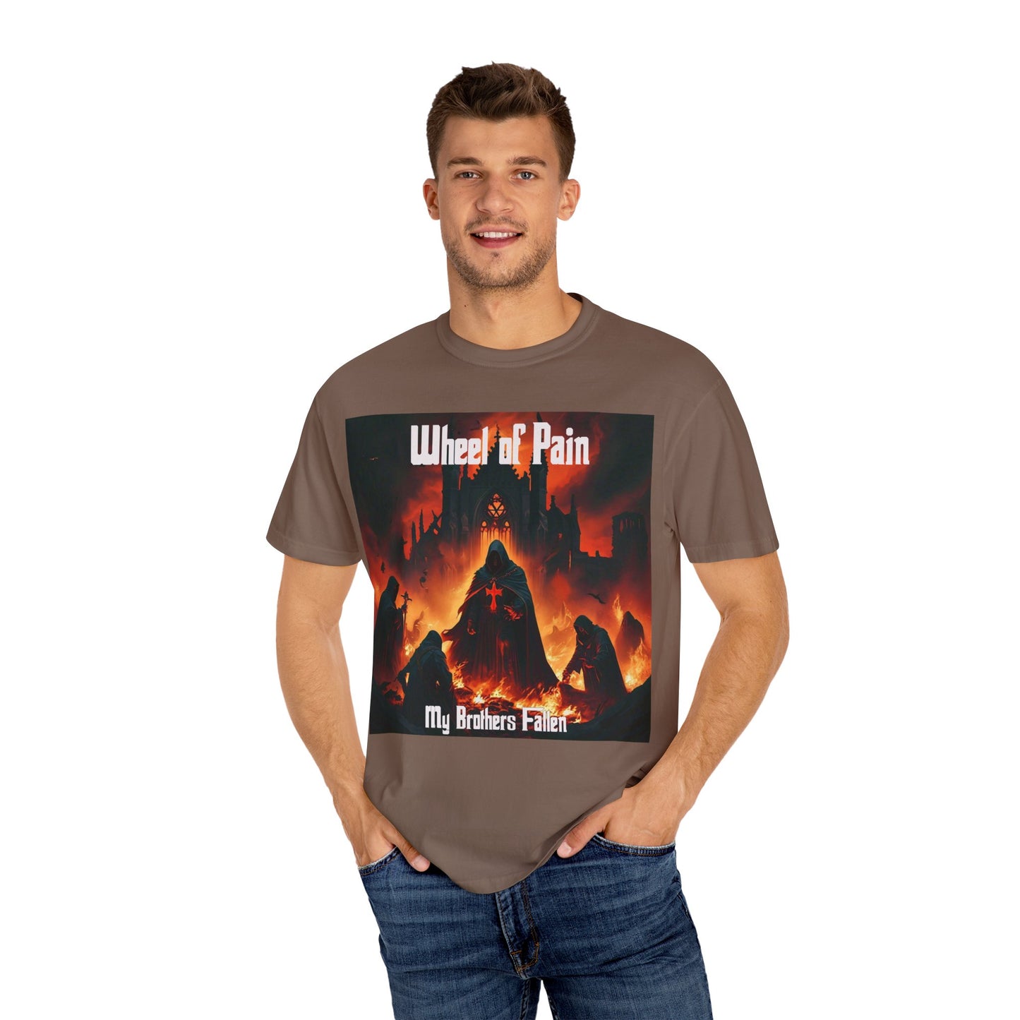 Wheel of Pain Gothic Templar Graphic T-Shirt, Unisex Tee for Fans, Cool Gift for Music Lovers, Halloween Shirt, Retro Vintage Style