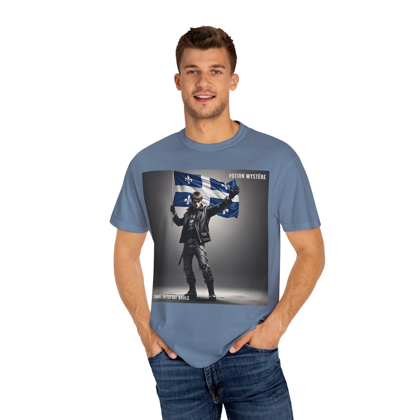 Vibrant Unisex Garment-Dyed T-Shirt, Cozy Casual Wear, Perfect Gift for Men & Women, Statement Tee for Quebec Patriotic Celebrations