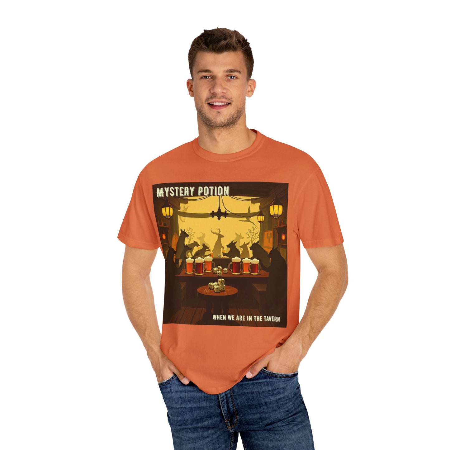 'When We Are In The Tavern' by Mystery Potion, Party T-Shirt, Unisex Garment-Dyed Tee for Tavern Lovers, Fun Drinking Wear, Retro Bar Apparel, Unique Gift for Celebrations
