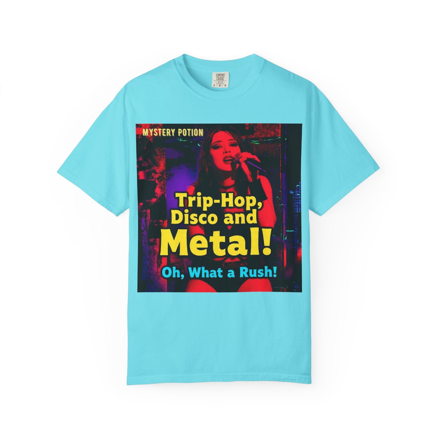Trip Hop, Disco and Metal! Oh, What a Rush Vibrant Music-Themed Unisex T-shirt | Perfect Gift for Music Lovers, Concert Attendees, Band Merch, Festival Apparel, and Casual Wear