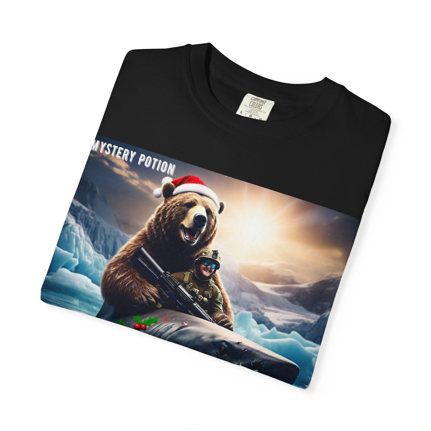 X-mas Humor T-Shirt "Merry Christmas from All the Apex Predators", Unisex Garment-Dyed Tee, Funny Holiday Shirt, Gift for Friends, Outdoor Adventure Wear, Novelty Apparel