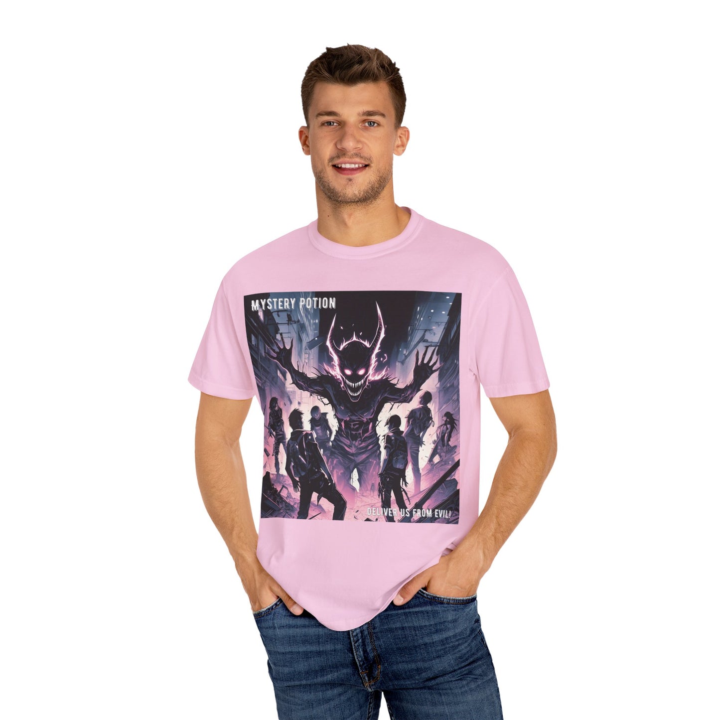 Mystery Potion Evil Satanic Graphic Tee, Unisex T-Shirt for Gamers, Cosplay Costume, Casual Wear, Unique Devilish Gift Idea