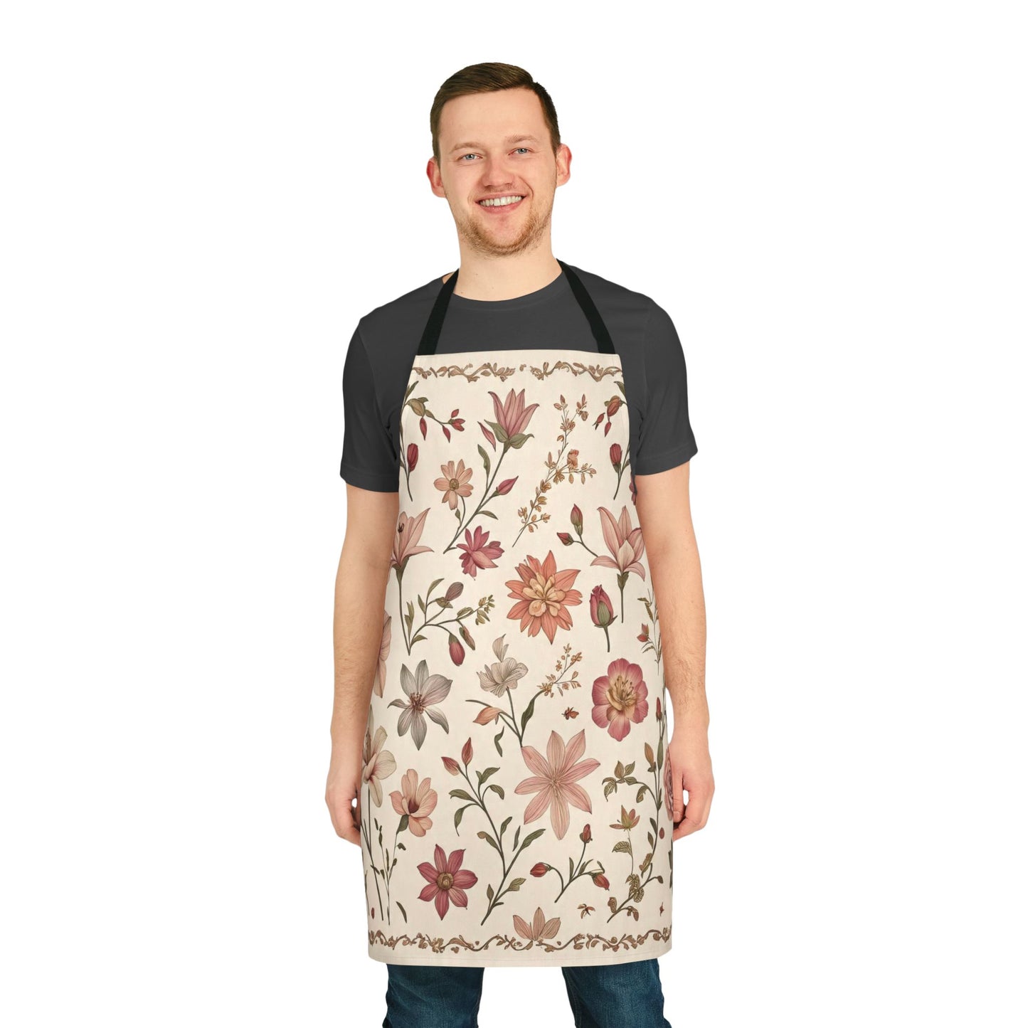 Floral Apron with 5-Color Straps, Perfect for Cooking, Baking, Gardening, Unique Gift for Chefs, Mother’s Day, Housewarming